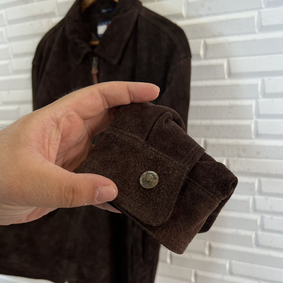 Genuine Leather RICH BROWN SUIDE BIKER LEATHER JACKET TOMMY HILFIGER Size US M / EU 48-50 / 2 - 8 Thumbnail