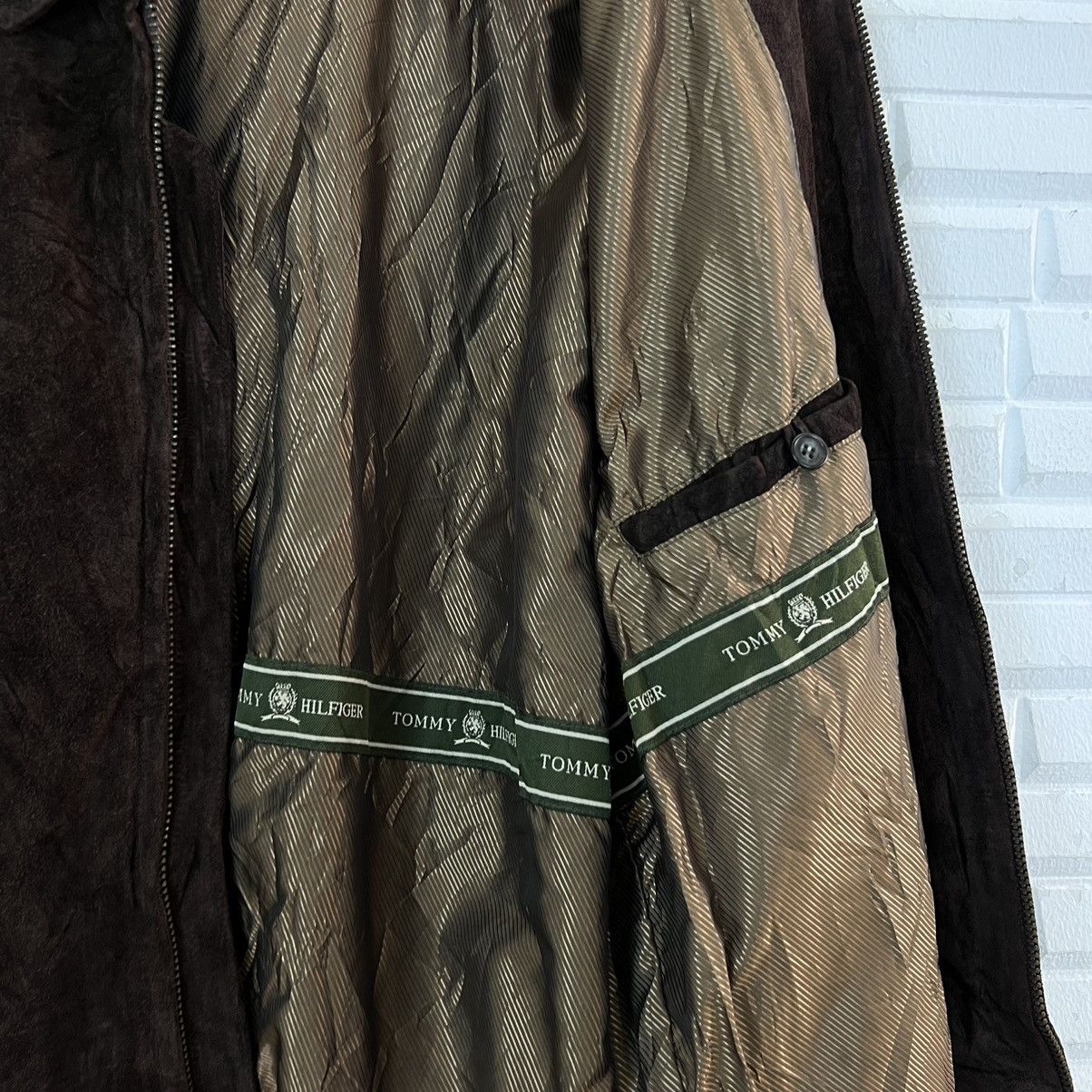 Genuine Leather RICH BROWN SUIDE BIKER LEATHER JACKET TOMMY HILFIGER Size US M / EU 48-50 / 2 - 16 Thumbnail