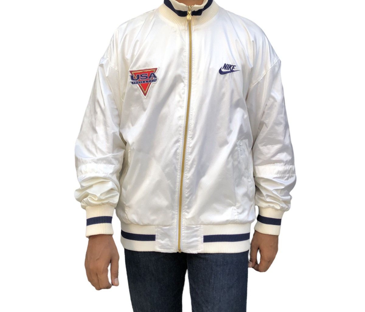 Nike Vintage 80s - 90s Nike Grey Tag USA Track & Field Jacket Size US L / EU 52-54 / 3 - 3 Thumbnail
