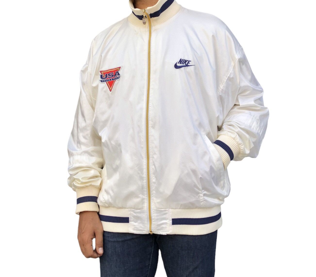 Nike Vintage 80s - 90s Nike Grey Tag USA Track & Field Jacket Size US L / EU 52-54 / 3 - 4 Thumbnail