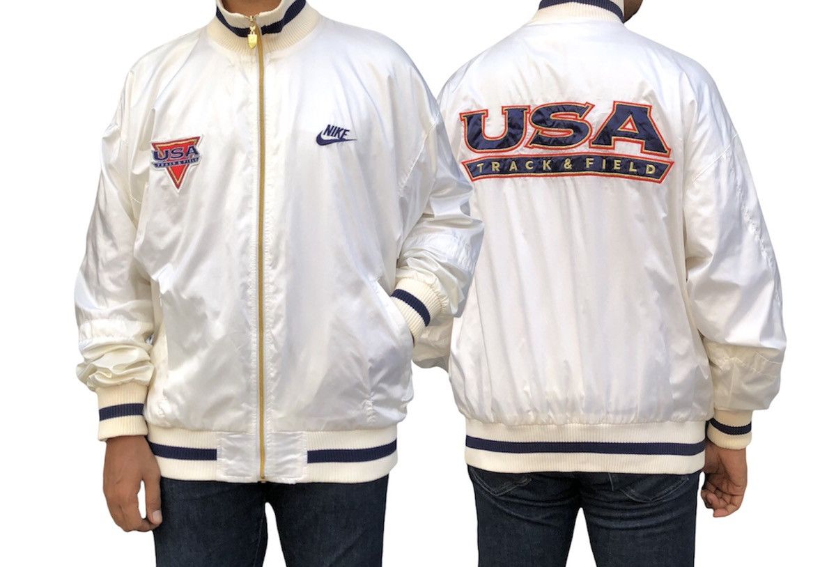 Nike Vintage 80s - 90s Nike Grey Tag USA Track & Field Jacket Size US L / EU 52-54 / 3 - 1 Thumbnail