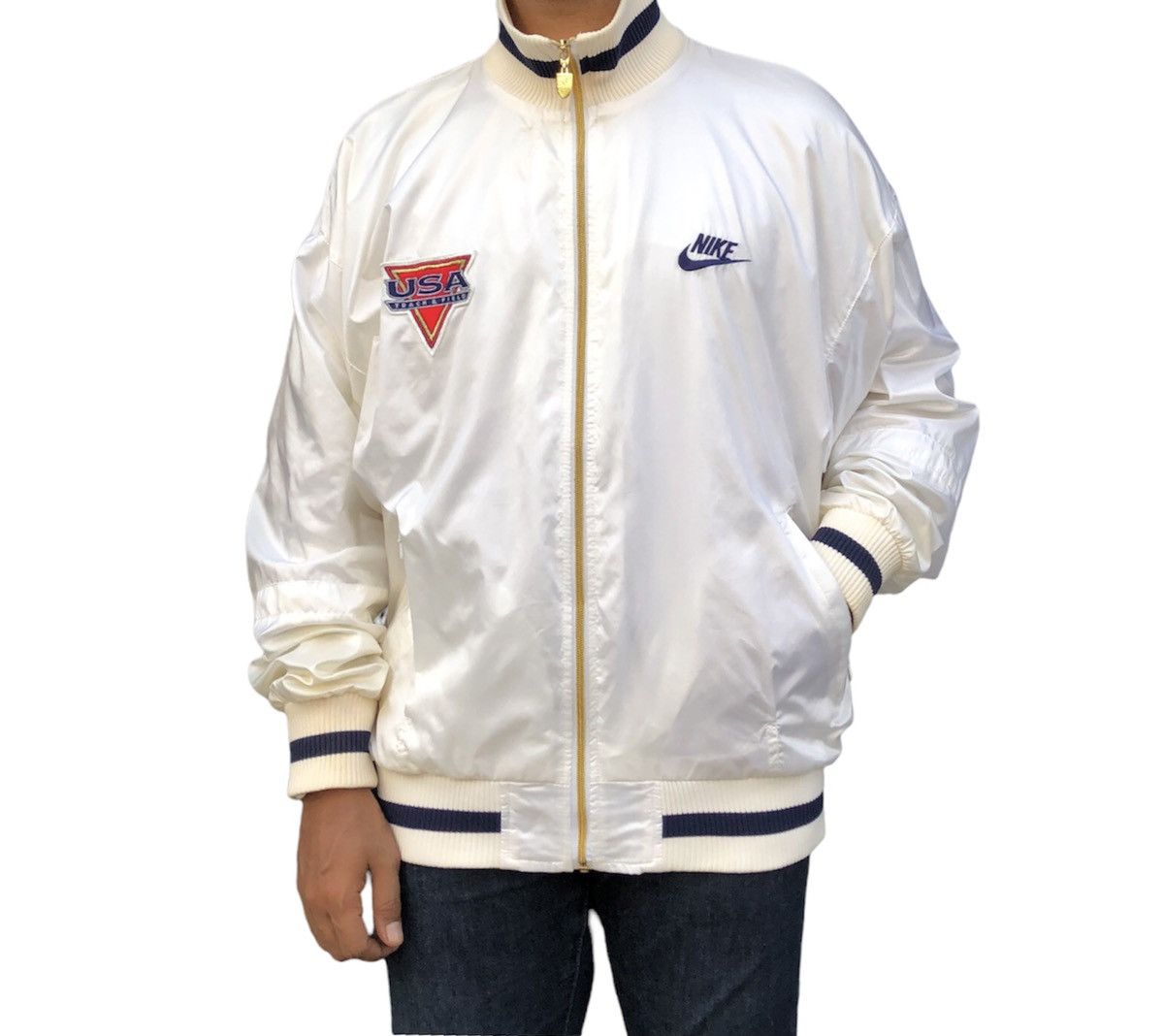 Nike Vintage 80s - 90s Nike Grey Tag USA Track & Field Jacket Size US L / EU 52-54 / 3 - 2 Thumbnail