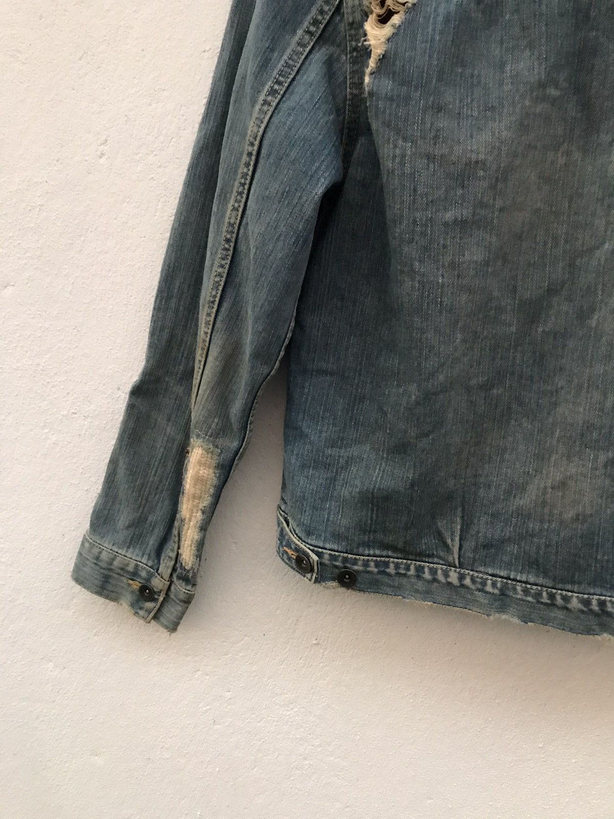 Japanese Brand ROYAL BLUE Ripped & Patched Distressed Denim Jacket Size US S / EU 44-46 / 1 - 10 Thumbnail