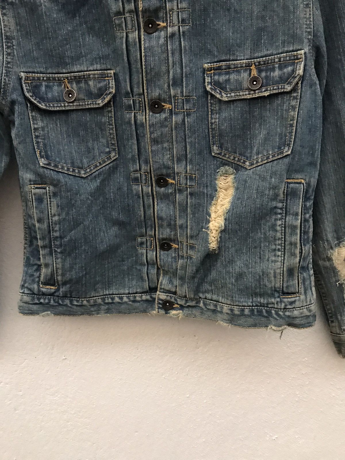 Japanese Brand ROYAL BLUE Ripped & Patched Distressed Denim Jacket Size US S / EU 44-46 / 1 - 4 Thumbnail
