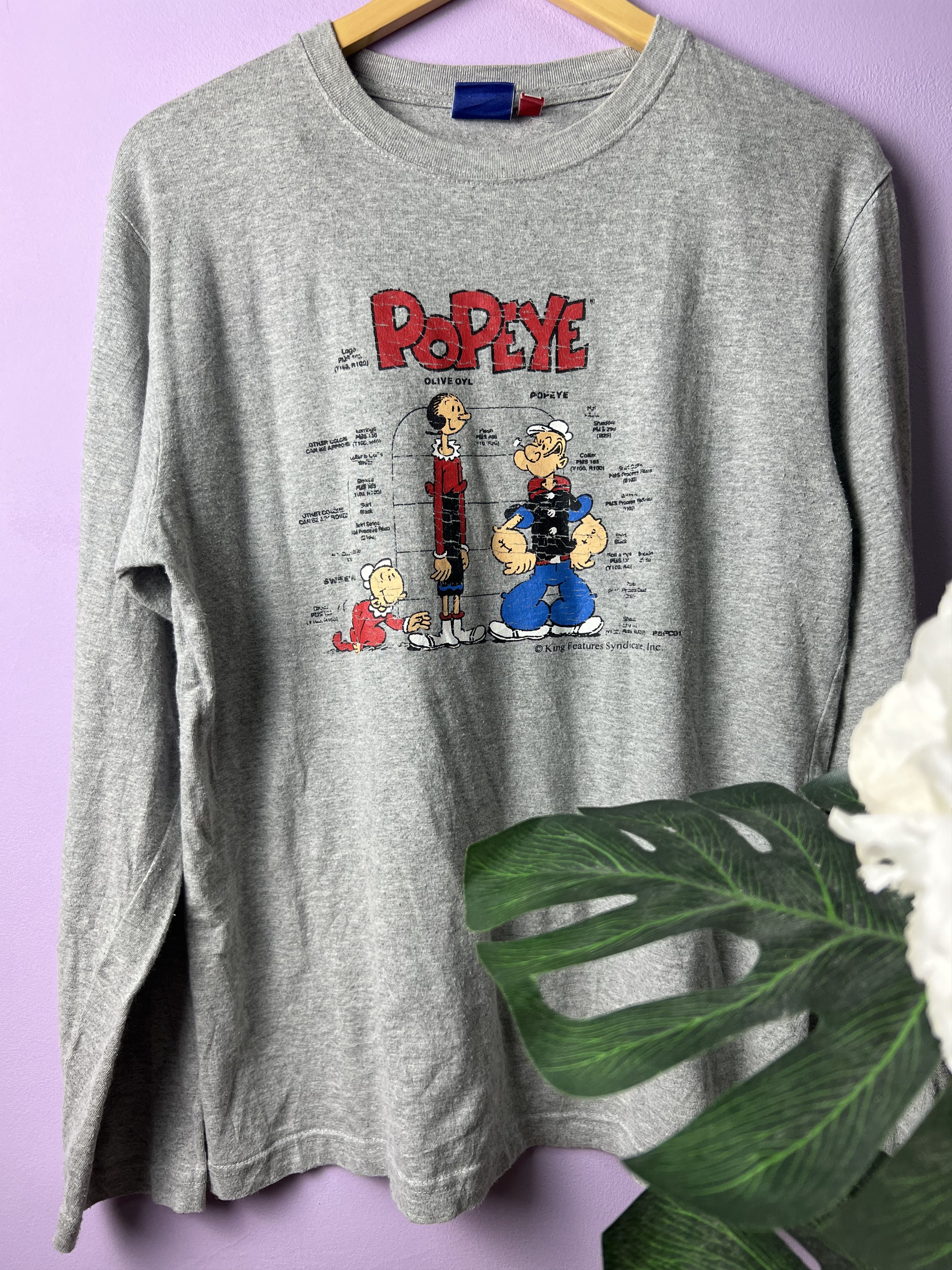 Cartoon Network 🔥Vintage Popeye Long Sleeve Tees Size US M / EU 48-50 / 2 - 3 Thumbnail