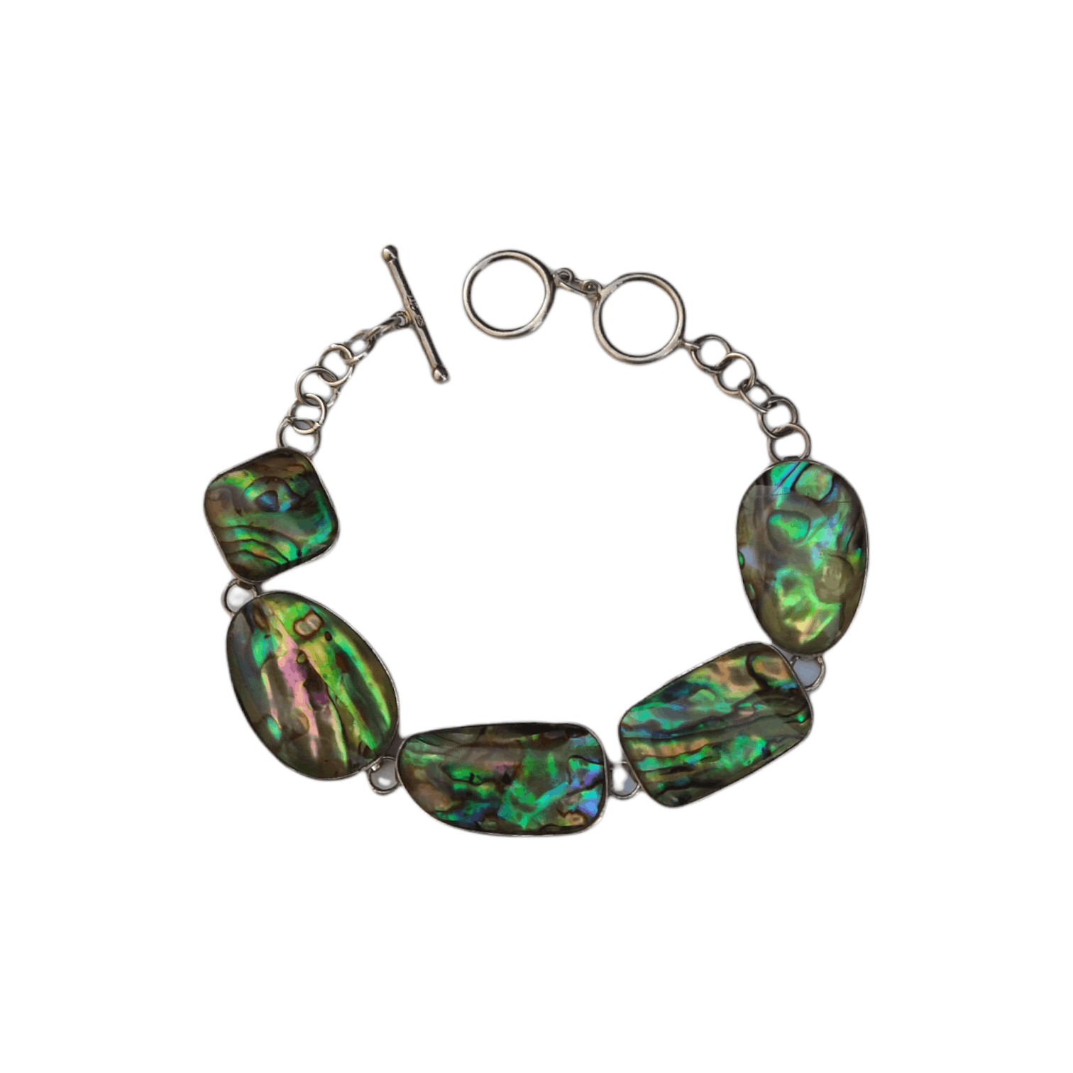 Jewelry x Sterling Silver Bracelet Abalone 8" Chain .925 in Silver/Green, Men's