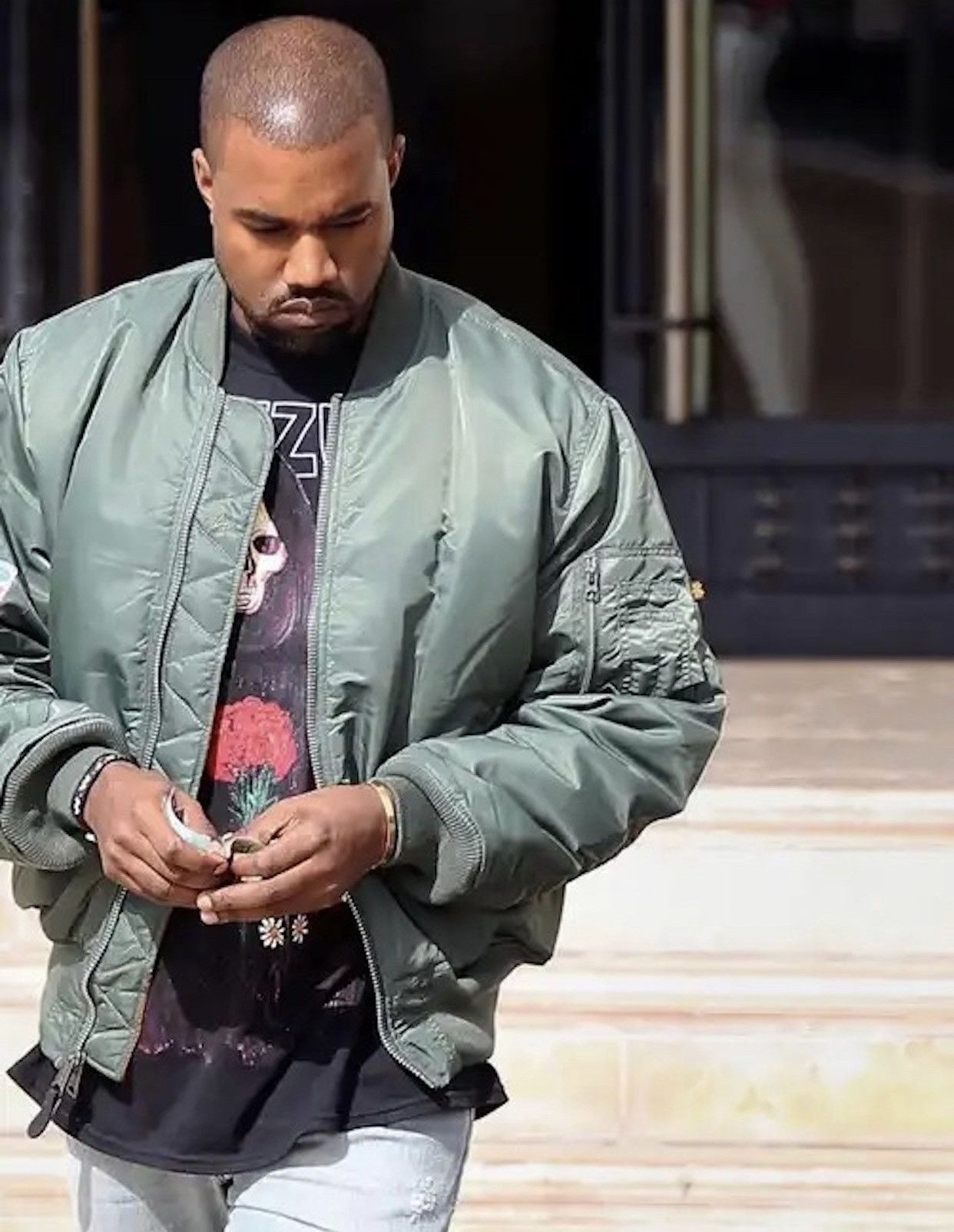 Distressed Alpha Industries MA-1 Reversible Bomber Jacket