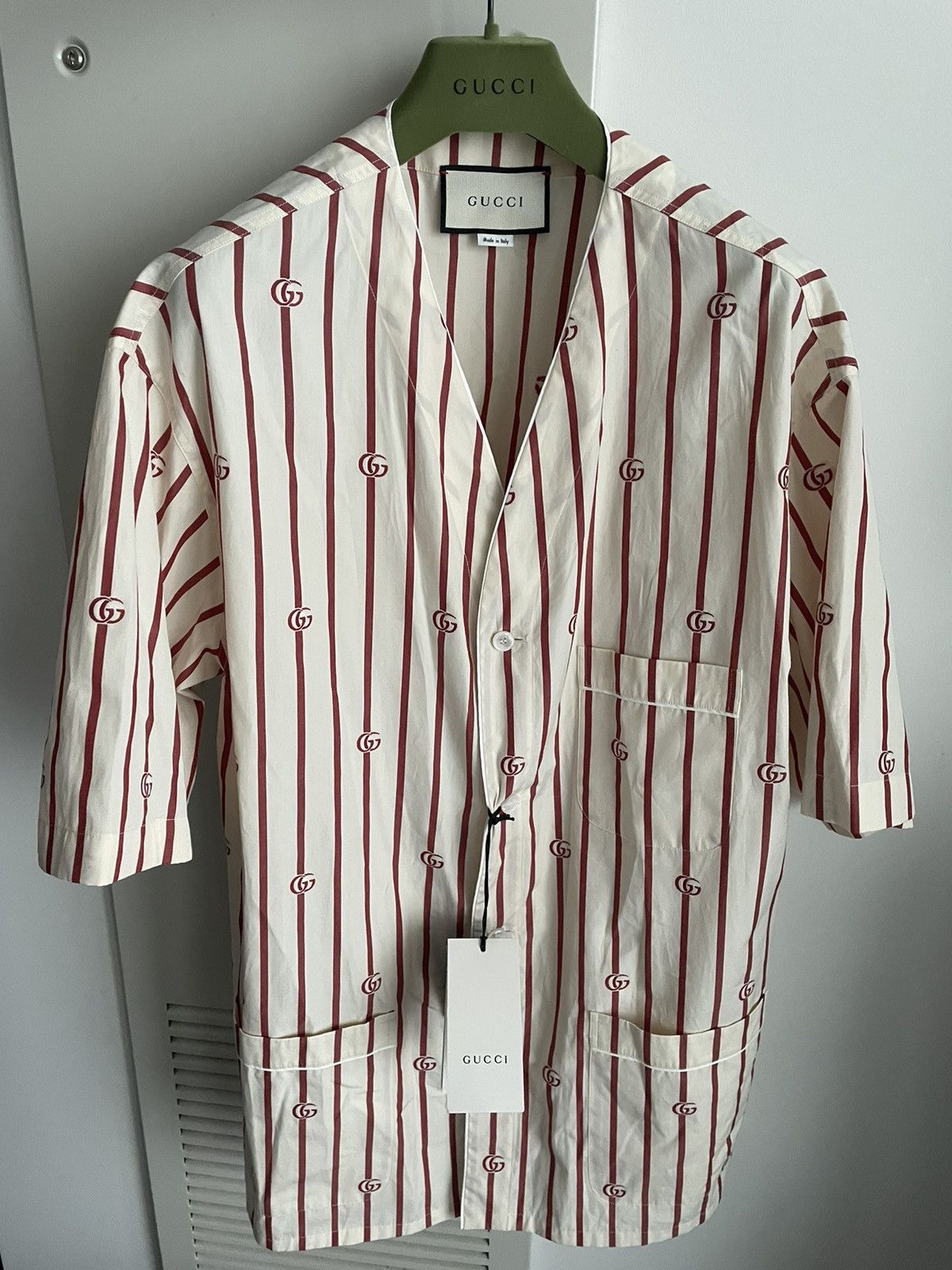 image of Gucci Super Runway Interlocking GG Logo Shirt in Red, Men's (Size XL)