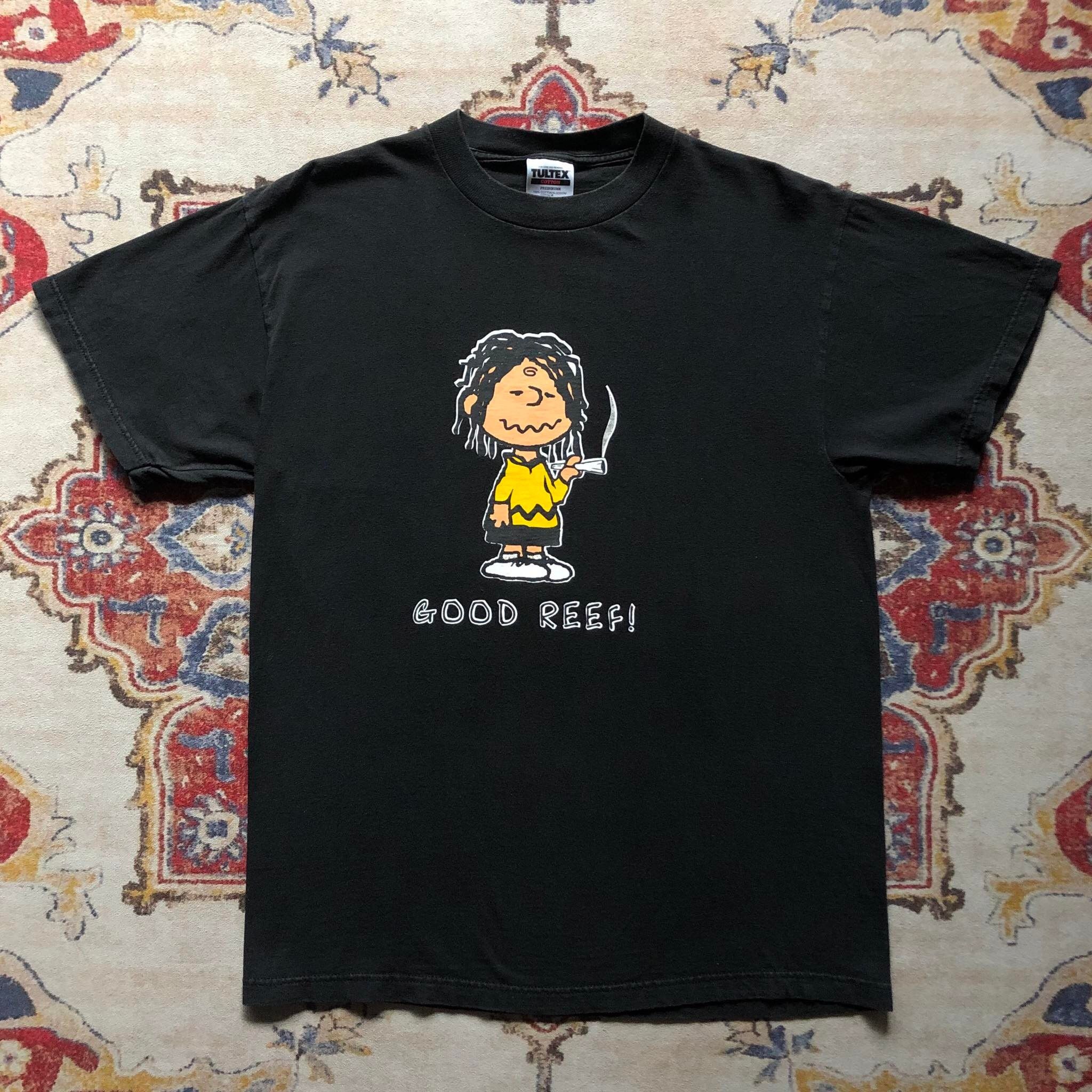 image of Peanuts x Vintage Charlie Brown Drug Weed Parody Tee in Black, Men's (Size Large)