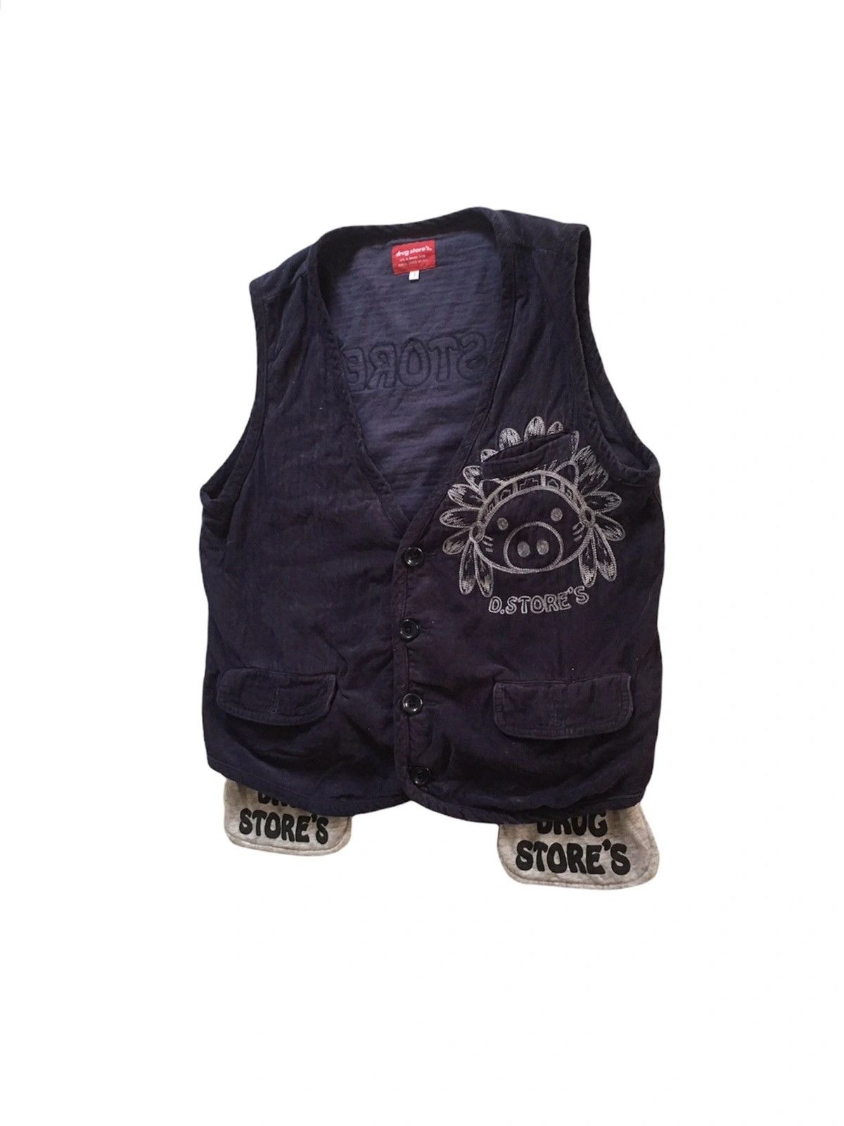 Japanese Brand × Vintage 🔥Drug Store's Mega Rare Styles Vests Size US S / EU 44-46 / 1 - 5 Thumbnail