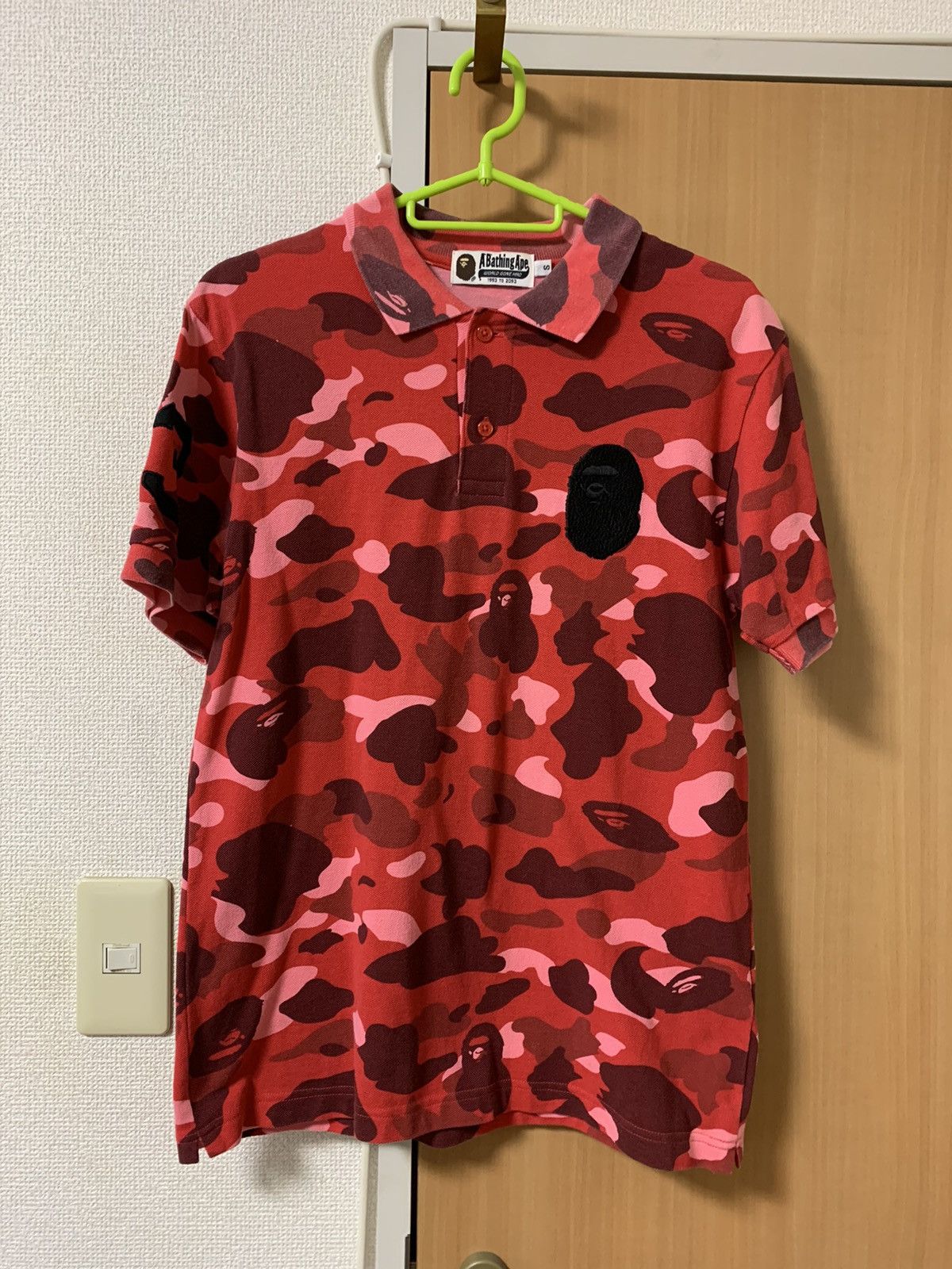 image of Bape Red Camo Polo Shirt, Men's (Size Small)