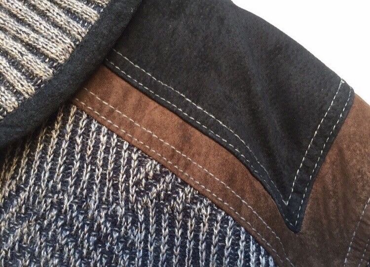 Vintage 🔥Bi Colman Leather And Knitwear Jacket Size US L / EU 52-54 / 3 - 3 Thumbnail