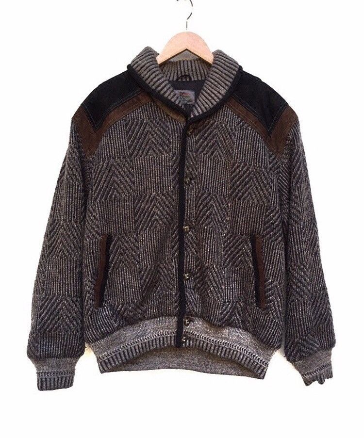 Vintage 🔥Bi Colman Leather And Knitwear Jacket Size US L / EU 52-54 / 3 - 1 Thumbnail