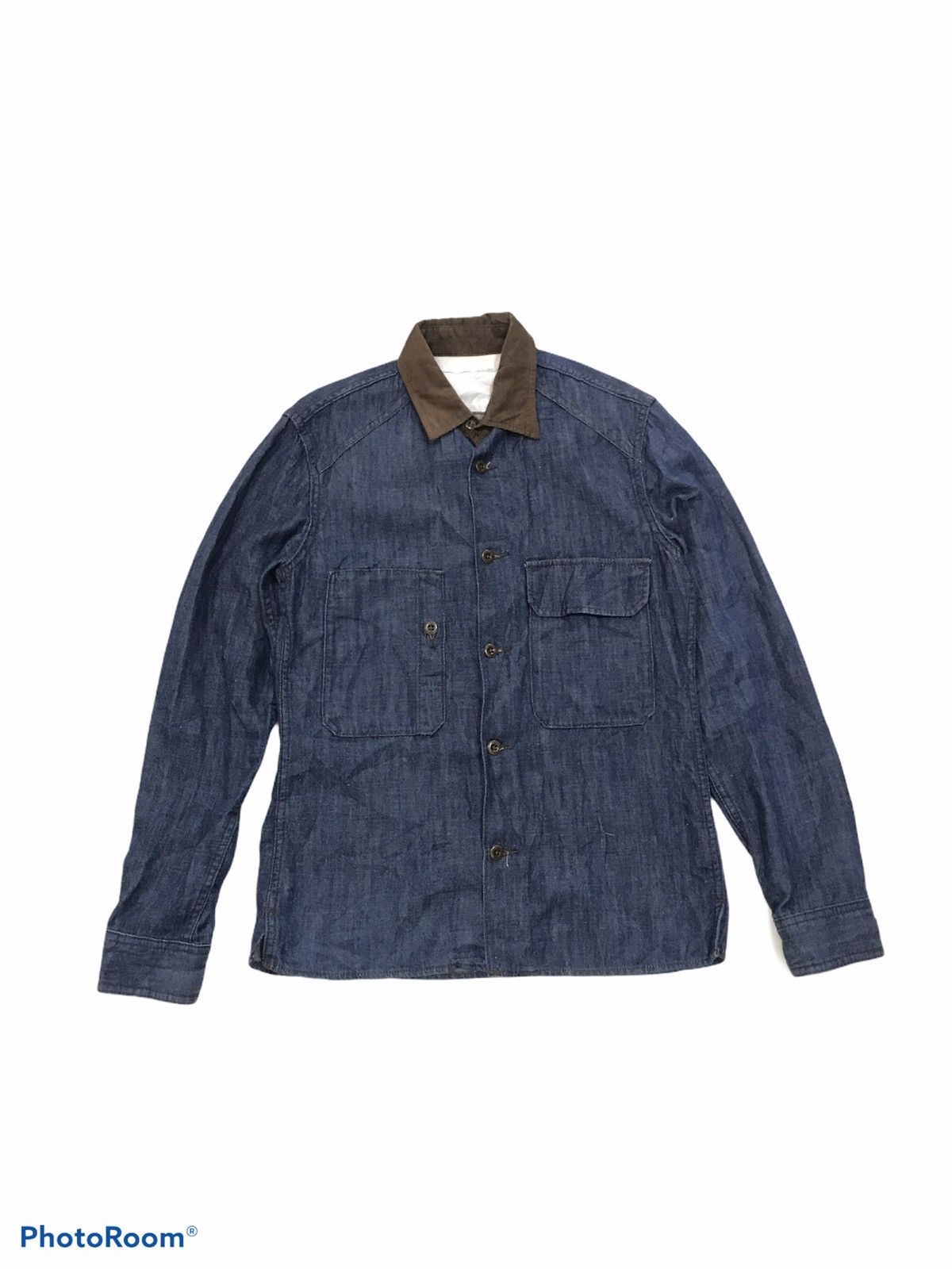 Tete Homme TETE HOMME AVANT-GARDE BIG POCKETS DENIM SHIRT BUTTON UPS Size US S / EU 44-46 / 1 - 1 Thumbnail