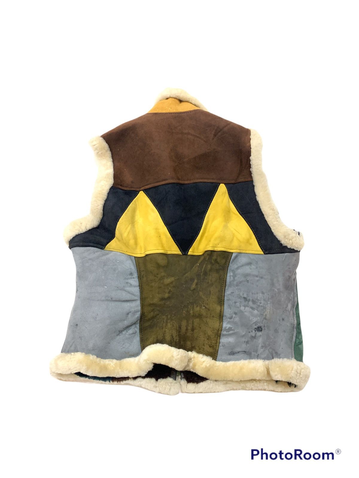 FLEECE LINING LEATHER PATCHWORKS VEST