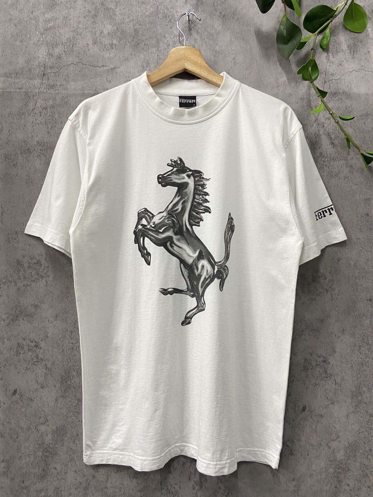 image of 90’S Ferrari Official Licensed Product Big Logo Tee in White, Men's (Size Medium)