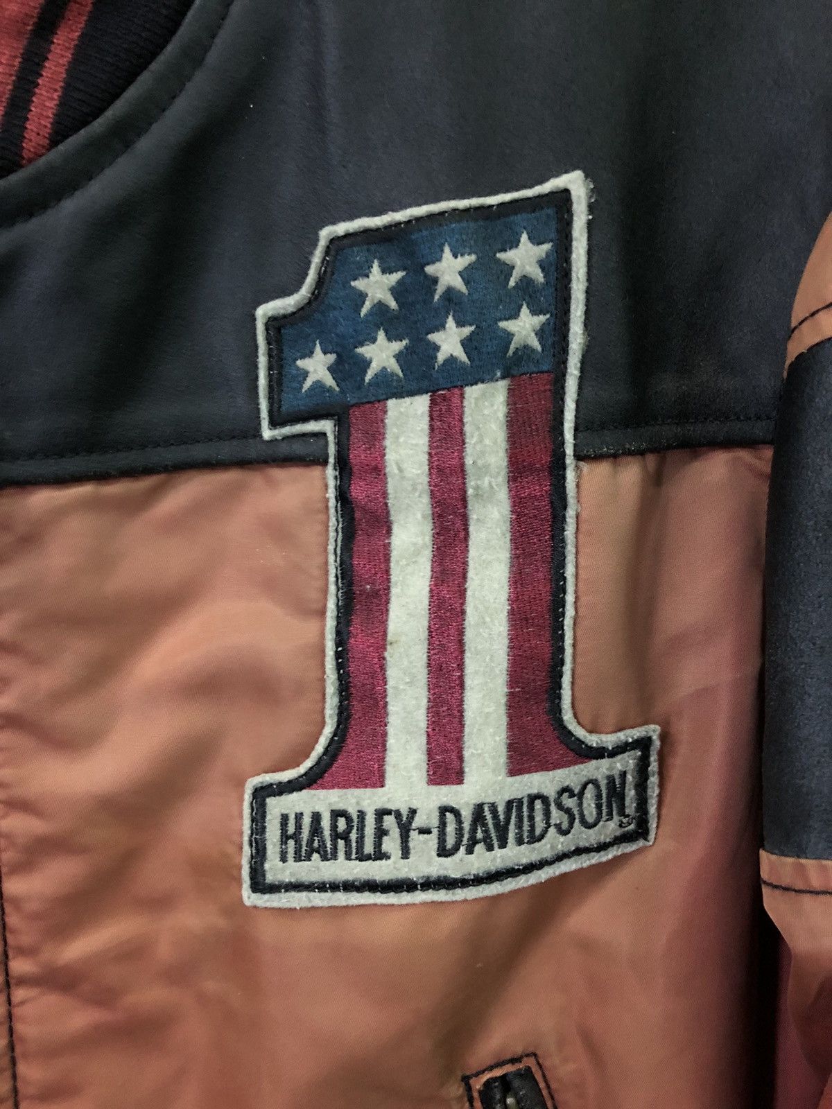 Harley Davidson × Vintage Vintage Sunfaded Harley Davidson Leather Bomber Jacket Size US M / EU 48-50 / 2 - 4 Thumbnail