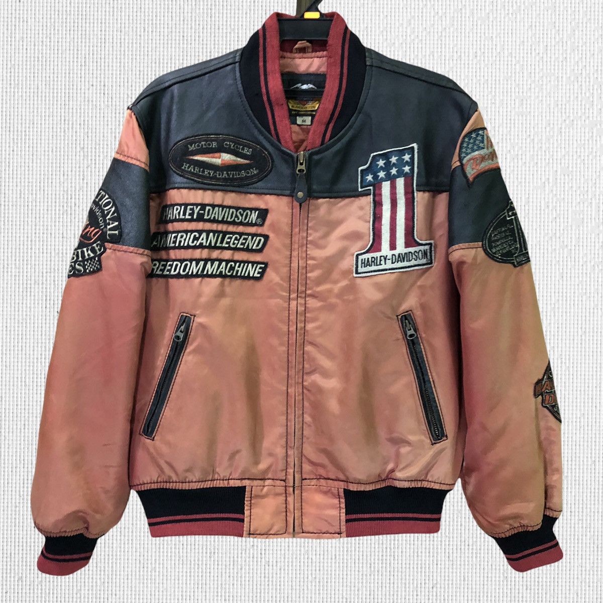 Harley Davidson × Vintage Vintage Sunfaded Harley Davidson Leather Bomber Jacket Size US M / EU 48-50 / 2 - 1 Thumbnail