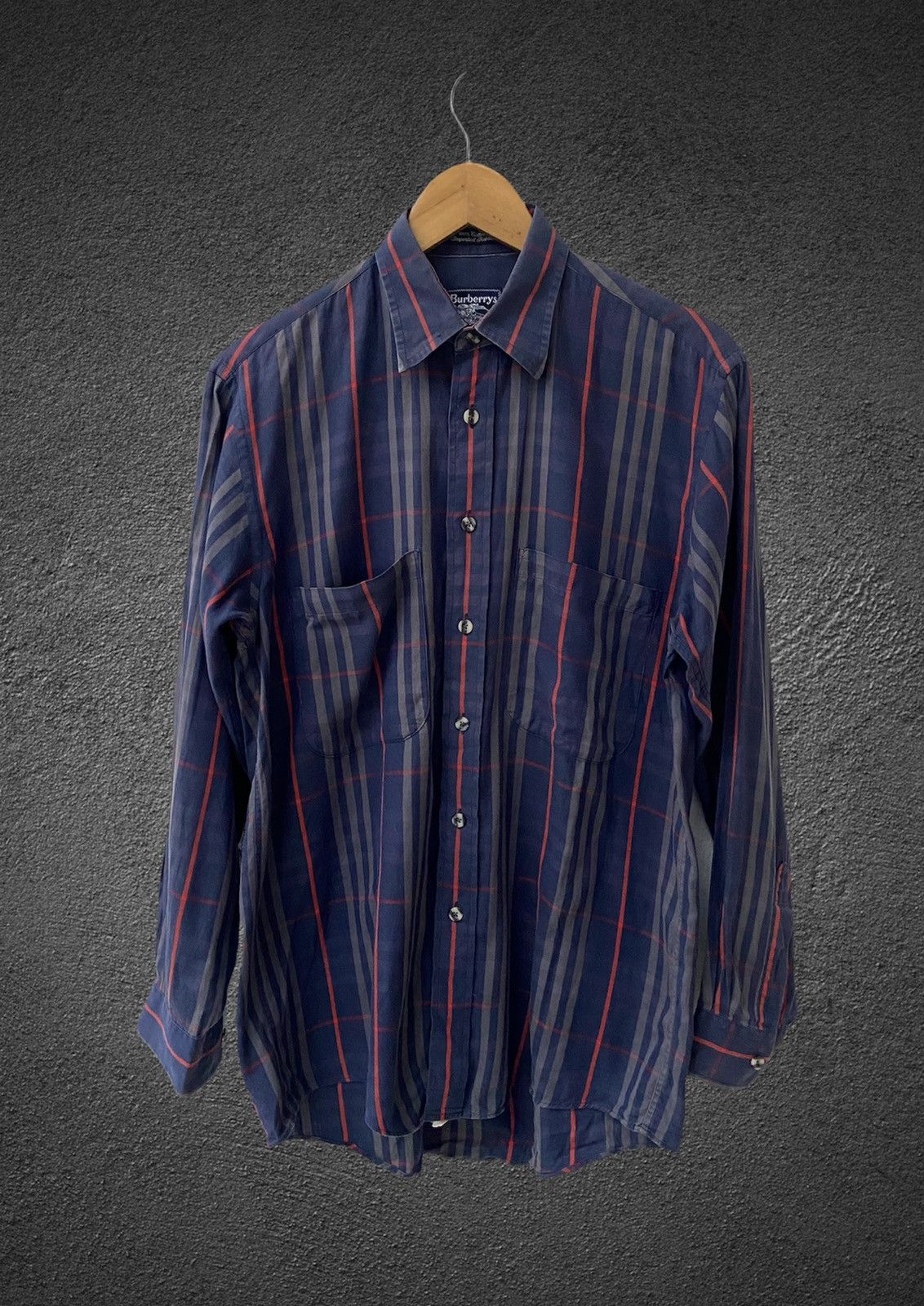image of Vintage Burberrys Made In Usa Double Pockets Nova Shirt, Men's (Size Medium)