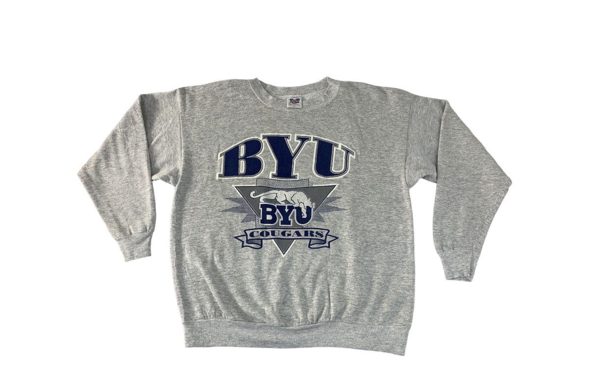 image of American College x Made In USA 90's America Football Trau Loevner Byu Cougars NCAA in Grey (Size La