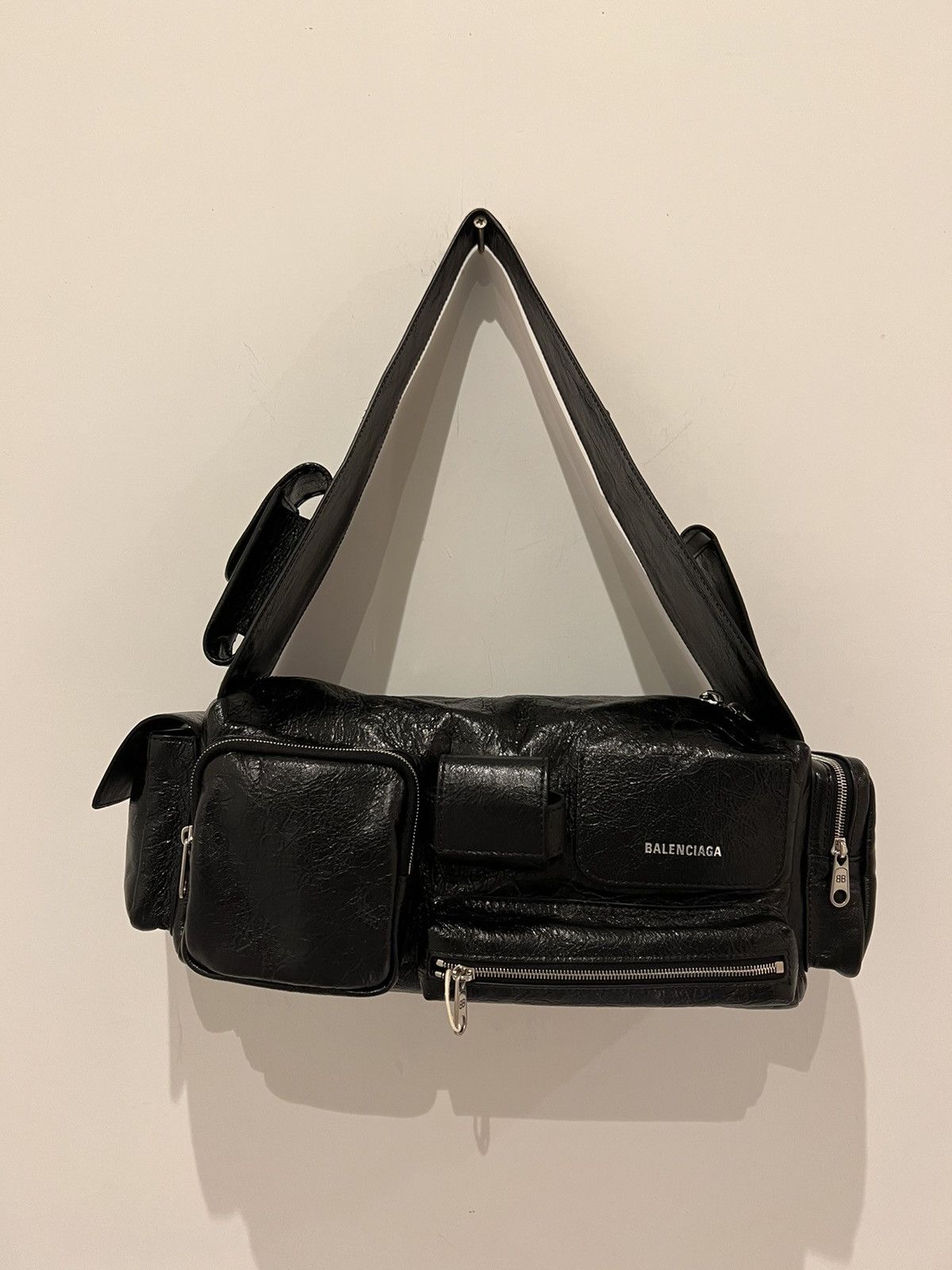 Balenciaga Superbusy Small Sling Pocket Bag in Black, Men's