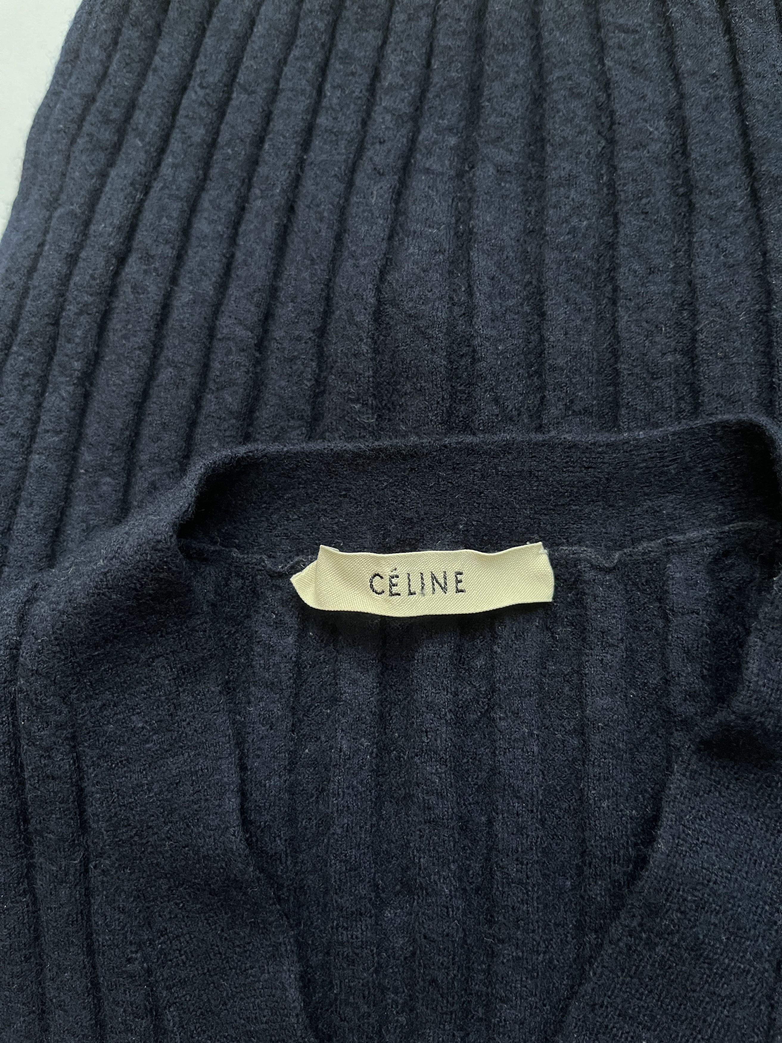 Celine ⚡️QUICK SALE⚡️Celine Navy Wool Rib Knit Two Level Cardigan Size XS / US 0-2 / IT 36-38 - 3 Thumbnail