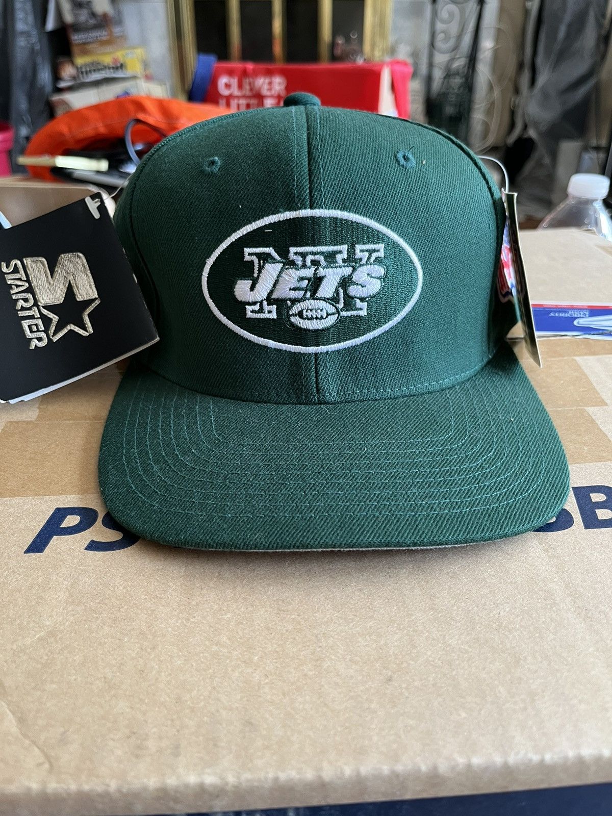 image of Pro Line x Starter New York Jets Vintage Velcro Adjustable Hat in Green, Men's