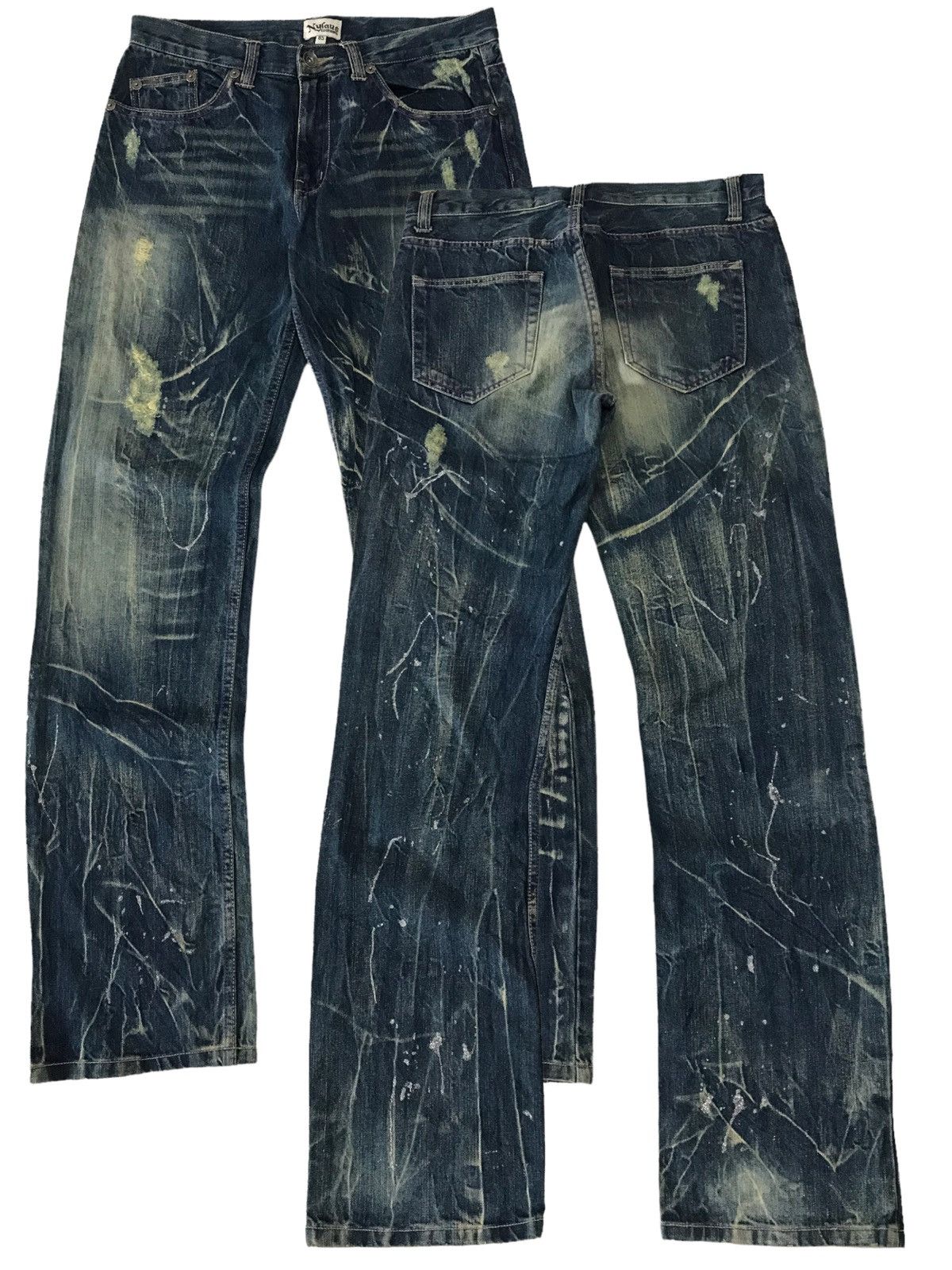 Japanese Brand Thrashed 💥 Nylaus Jeans Ripped Distressed Denim Pant Size US 32 / EU 48 - 1 Thumbnail
