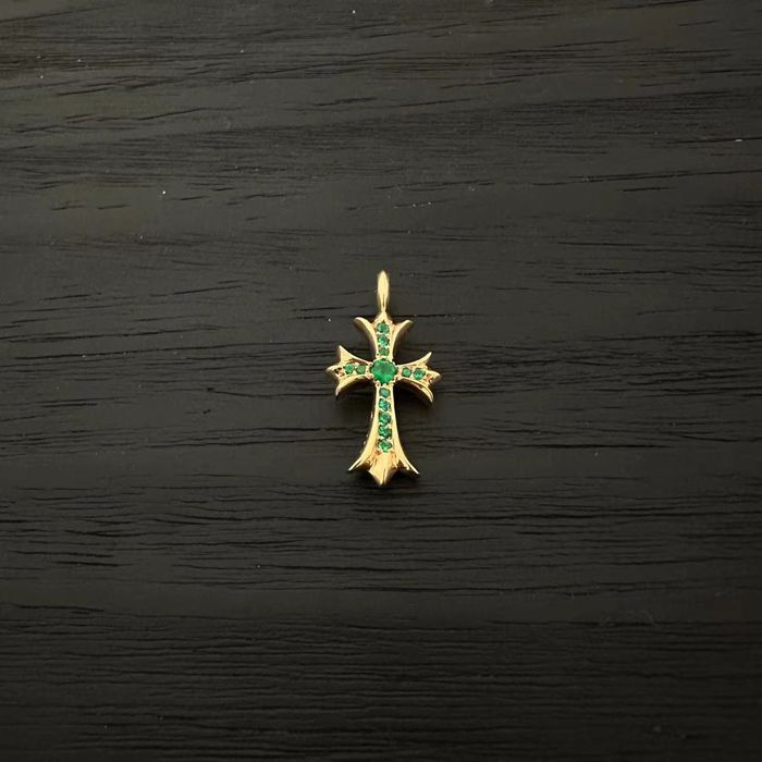 Chrome Hearts Chrome Hearts 22K Gold Emeralds Diamonds Cross Grailed
