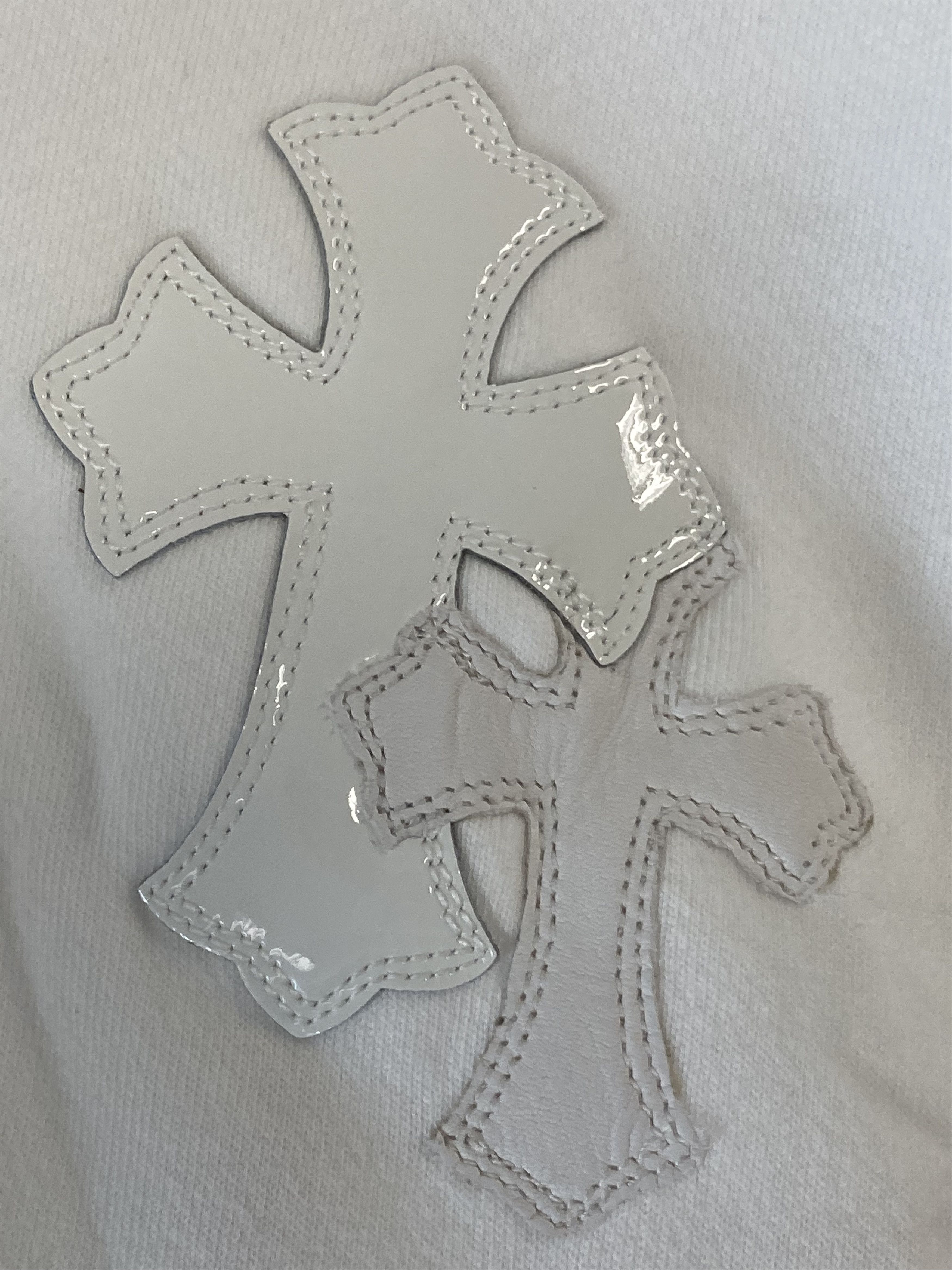 Chrome Hearts Chrome Hearts White Patent Leather Cross Sweatshirt Size US L / EU 52-54 / 3 - 6 Thumbnail