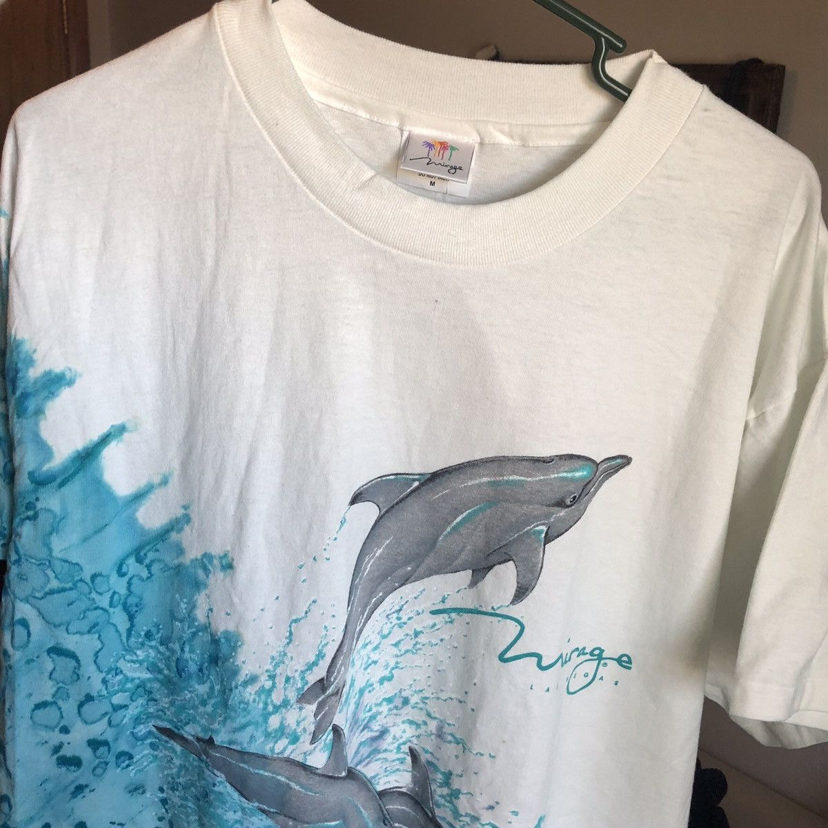 Vintage Vintage 90s Mirage Las Vegas Dolphin All Over Logo Tee Shirt Size US M / EU 48-50 / 2 - 2 Thumbnail