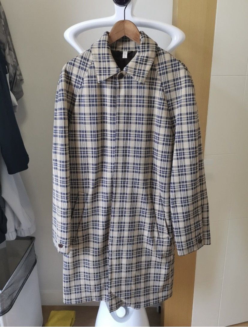 image of Miu Miu Raglan Sleeve Plaid Jacket in Brown Plaid, Men's (Size Medium)
