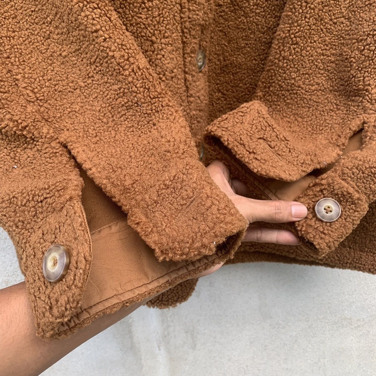 Japanese Brand × Lemaire × Uniqlo SHERPA FLEECE JAPANESE BRAND BUTTON UPS BAGGY BROWN JACKET Size US XL / EU 56 / 4 - 4 Thumbnail