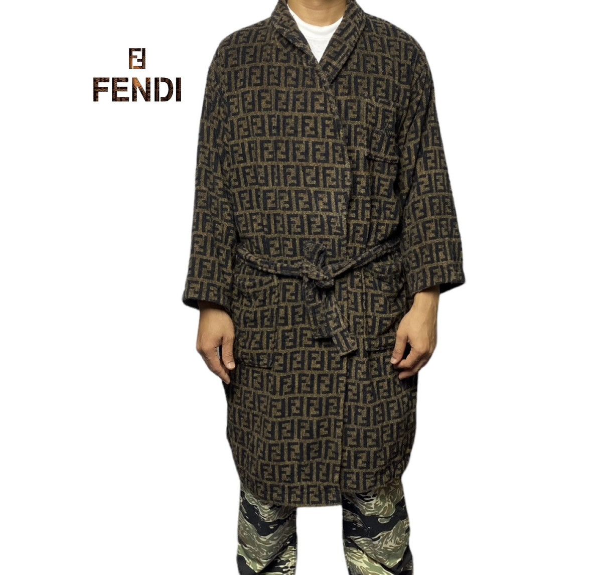 Fendi Vintage FENDI Zucca Monogram Bathrobe Robe Size US L / EU 52-54 / 3 - 1 Thumbnail