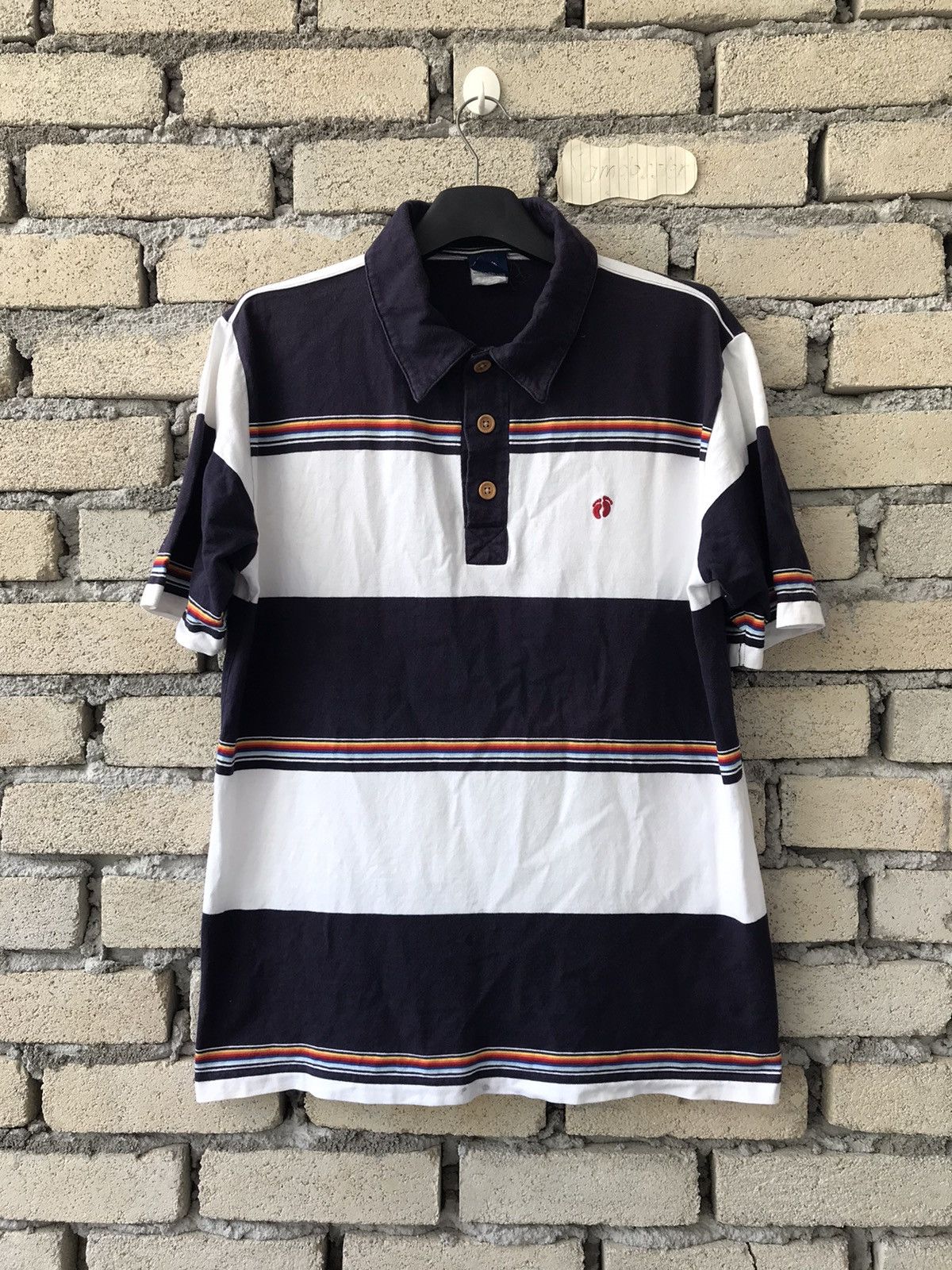 Hang Ten × Solid and Striped × Vintage Vintage Hangten Polo Tee Stripes Design Size US L / EU 52-54 / 3 - 1 Thumbnail