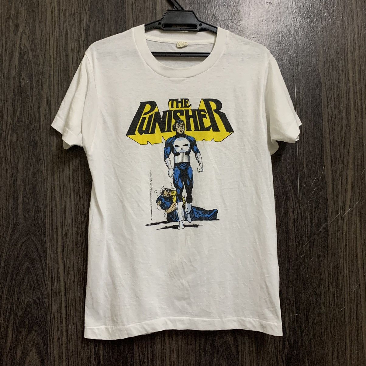 image of Vintage 80's The Punisher Marvel Comics 1988 T Shirt in White, Men's (Size Medium)
