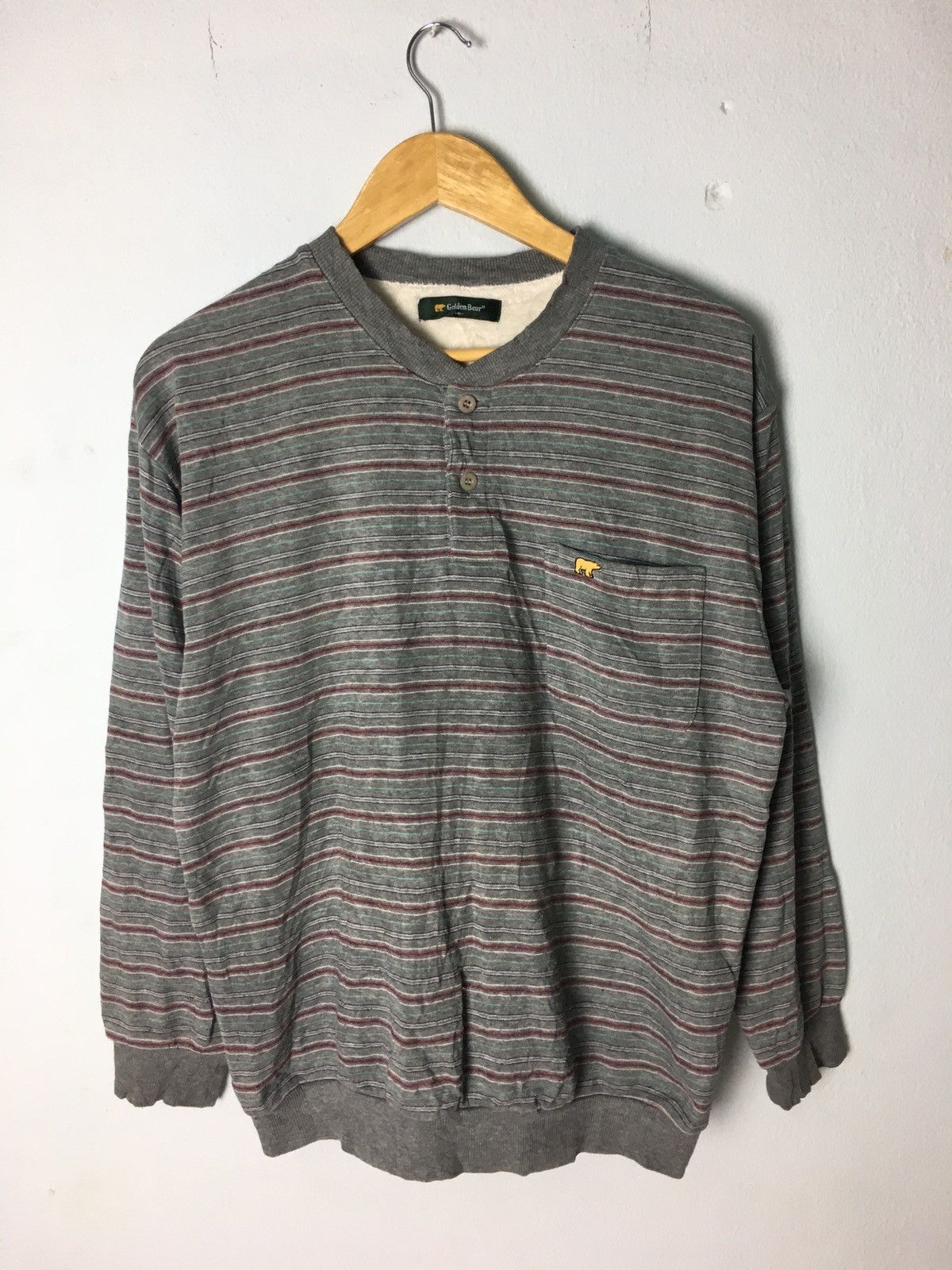 Golden Bear × Vintage Vintage Golden Bear Sweatshirt Half Button Stripes Design Size US M / EU 48-50 / 2 - 2 Thumbnail