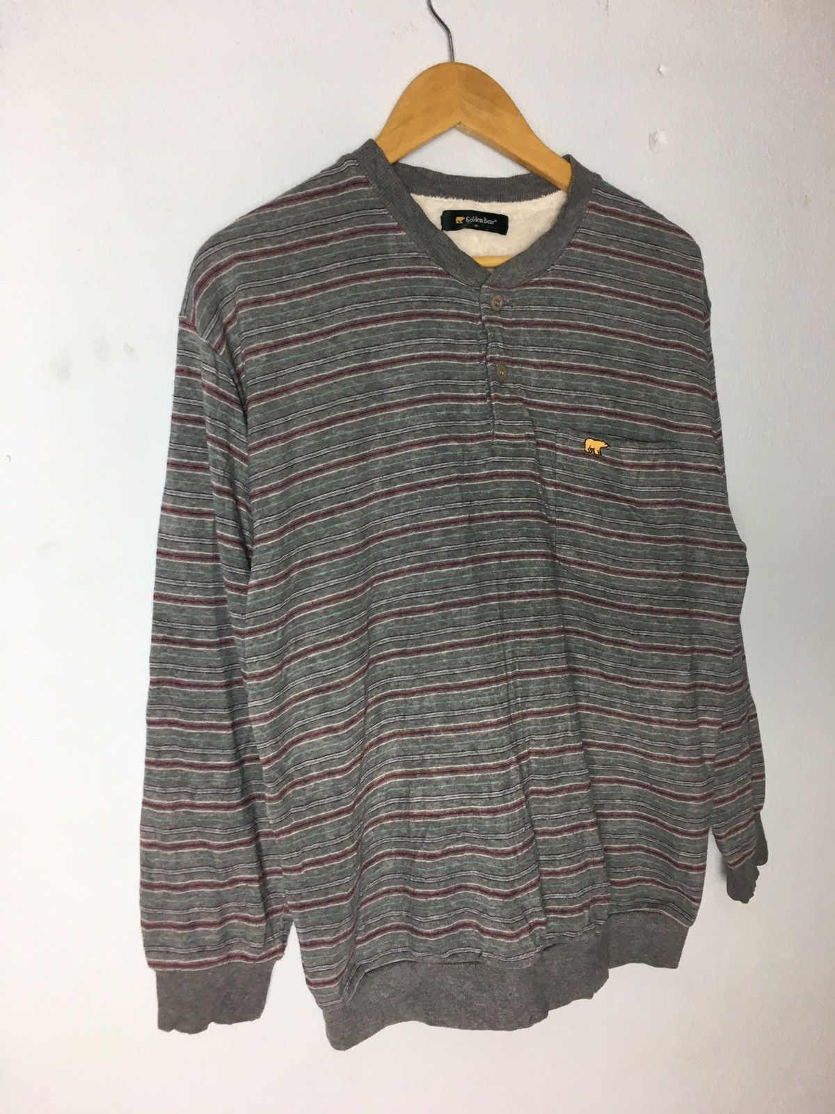 Golden Bear × Vintage Vintage Golden Bear Sweatshirt Half Button Stripes Design Size US M / EU 48-50 / 2 - 4 Thumbnail