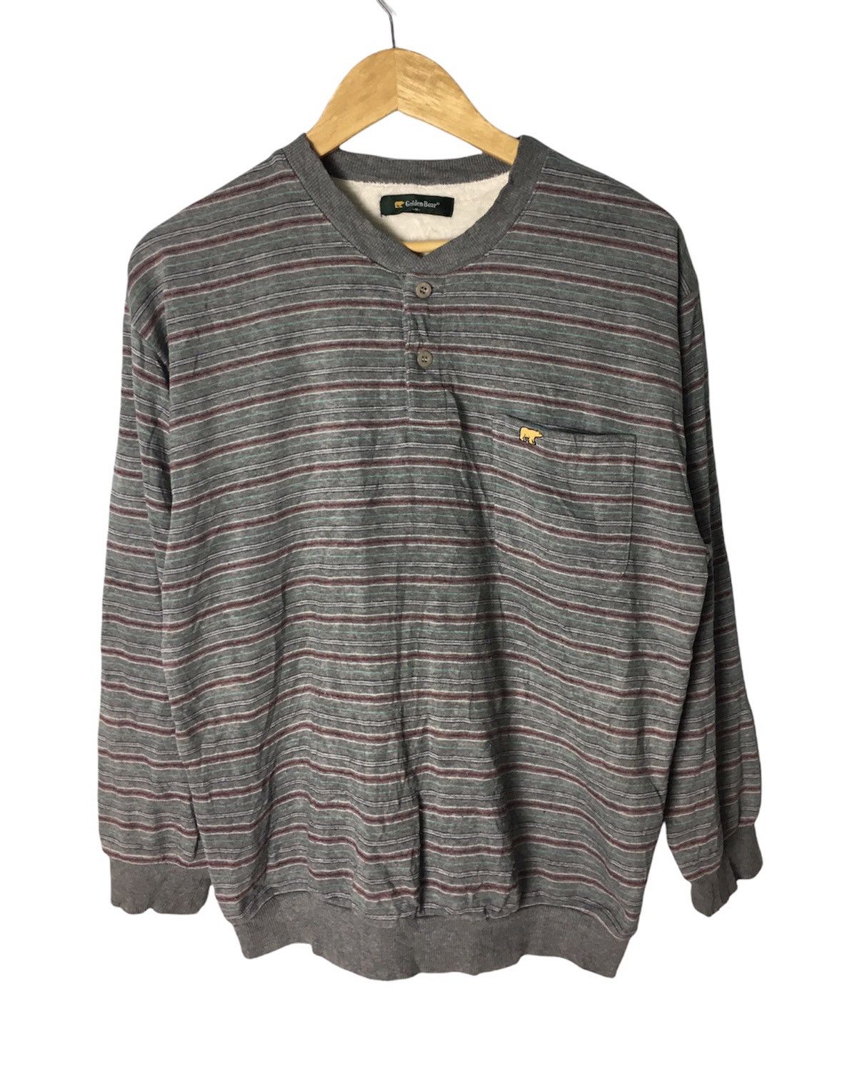 Golden Bear × Vintage Vintage Golden Bear Sweatshirt Half Button Stripes Design Size US M / EU 48-50 / 2 - 1 Thumbnail