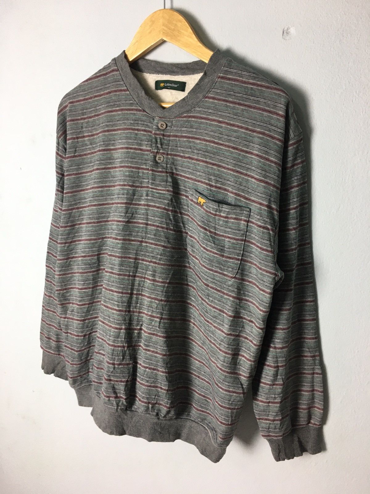 Golden Bear × Vintage Vintage Golden Bear Sweatshirt Half Button Stripes Design Size US M / EU 48-50 / 2 - 3 Thumbnail