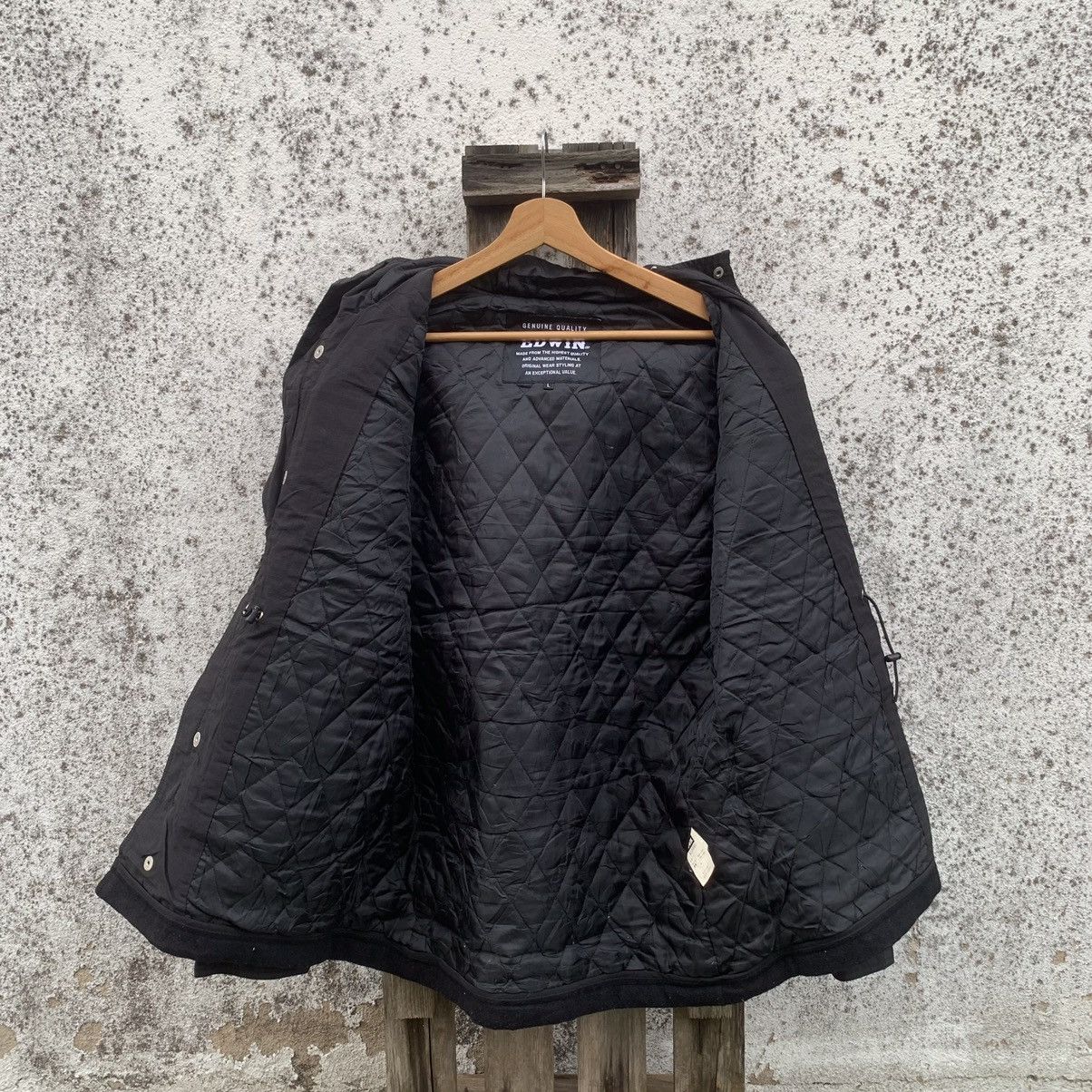 Japanese Vintage Black Hoodie Two Layer Edwin Jacket Light Jackets