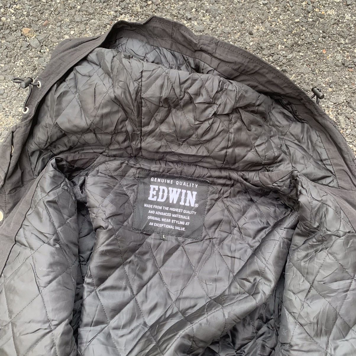 Japanese Vintage Black Hoodie Two Layer Edwin Jacket Light Jackets