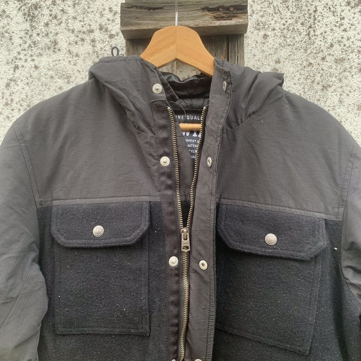 Japanese Vintage Black Hoodie Two Layer Edwin Jacket Light Jackets