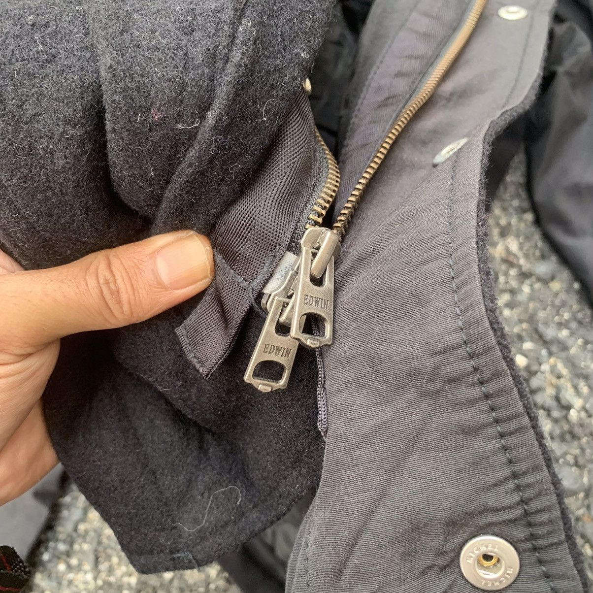 Japanese Vintage Black Hoodie Two Layer Edwin Jacket Light Jackets