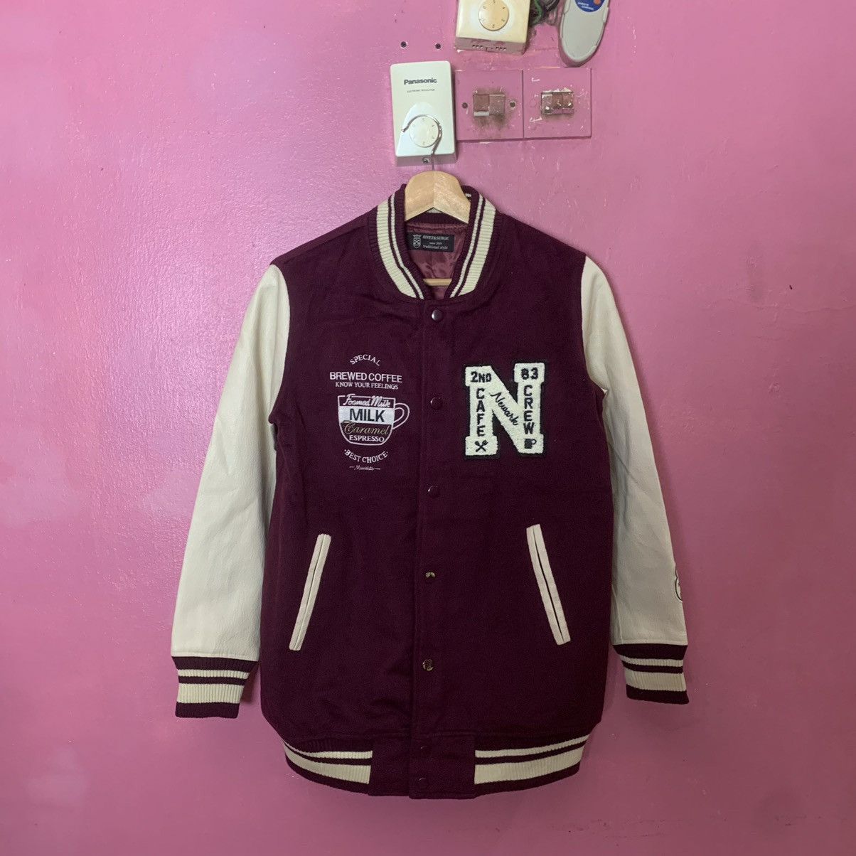 Japanese Brand Rivet & Surge Leather Sleeve Varsity Jacket Size US S / EU 44-46 / 1 - 1 Thumbnail