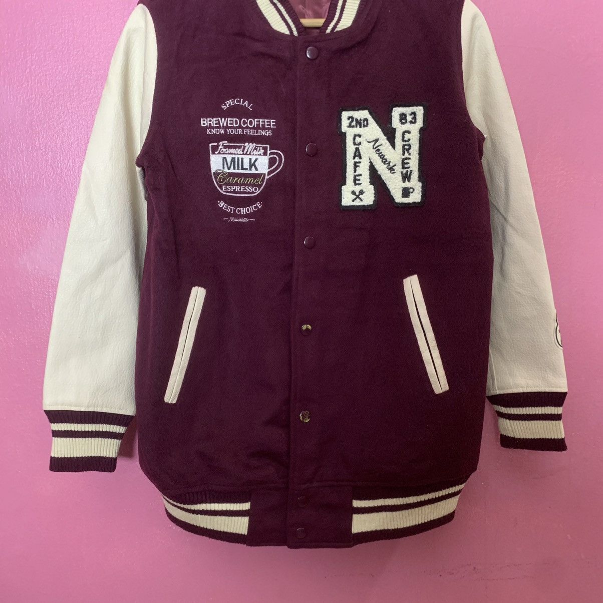 Japanese Brand Rivet & Surge Leather Sleeve Varsity Jacket Size US S / EU 44-46 / 1 - 3 Thumbnail