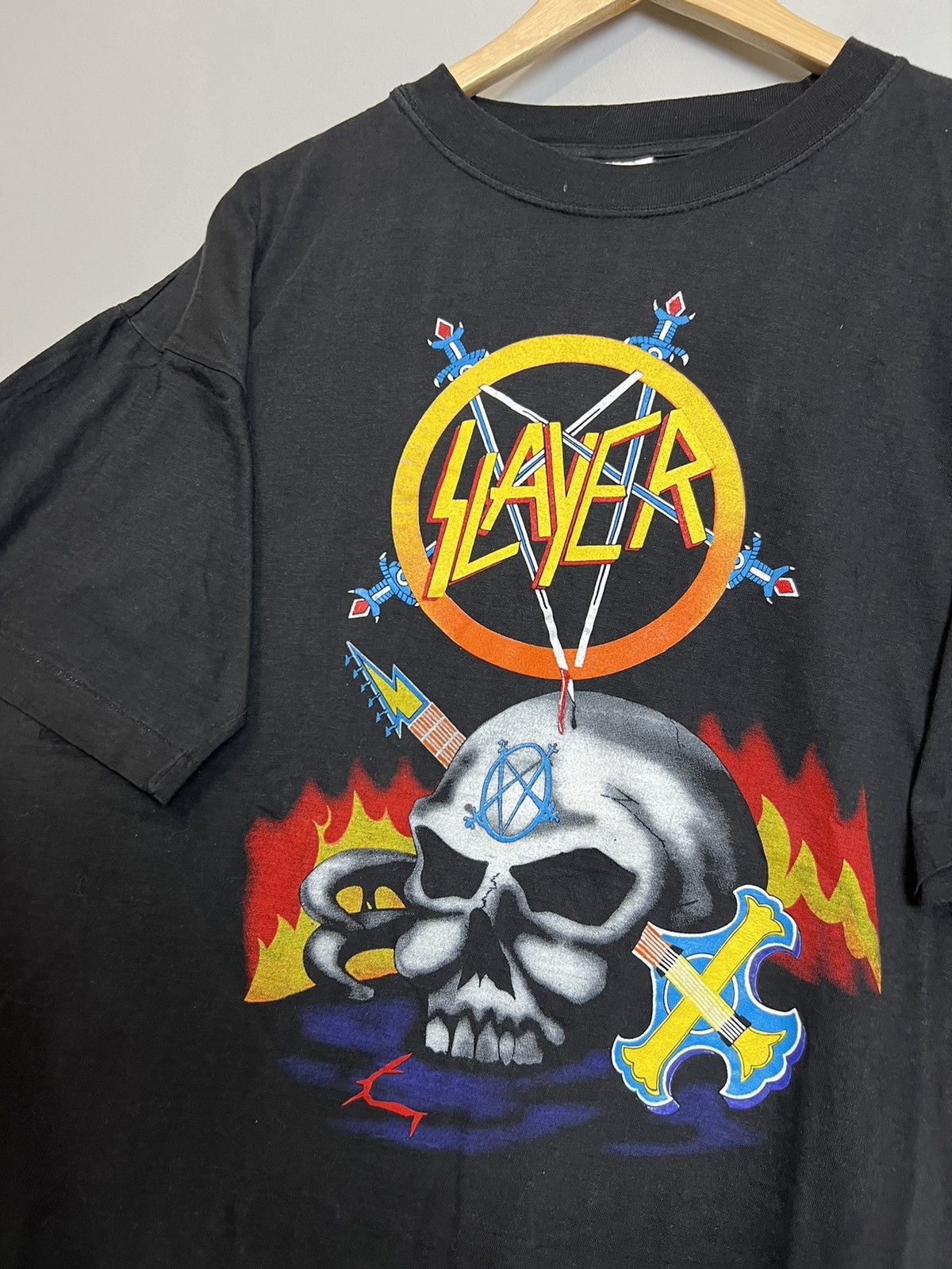 Band Tees Vintage 90s Slayer Heavy Metal Band T Shirt Divine Rare XL Size US XL / EU 56 / 4 - 2 Thumbnail