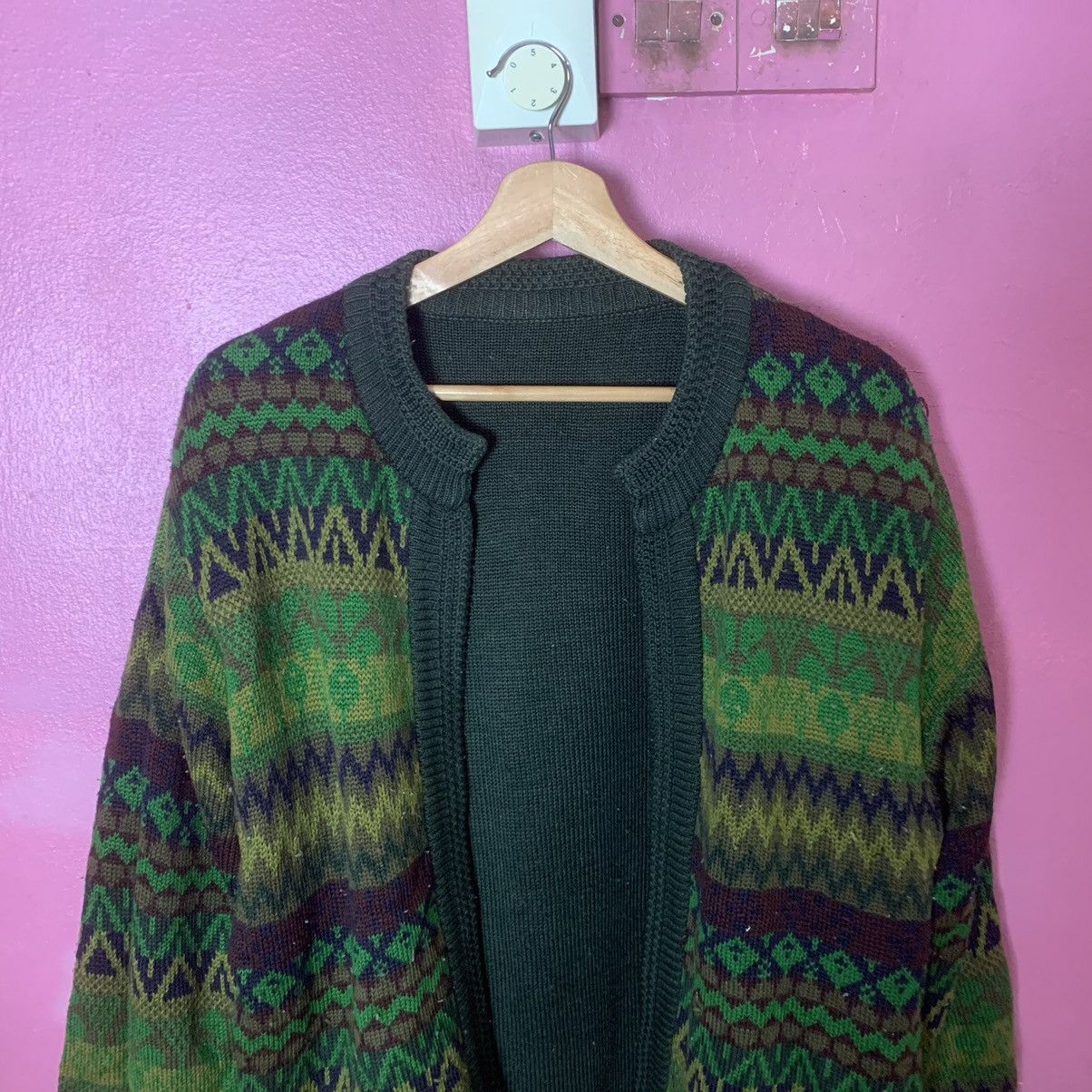 Aran Isles Knitwear × Japanese Brand Japanese Vintage Knit Reversible Cardigan Tribal Sweater Size US L / EU 52-54 / 3 - 4 Thumbnail