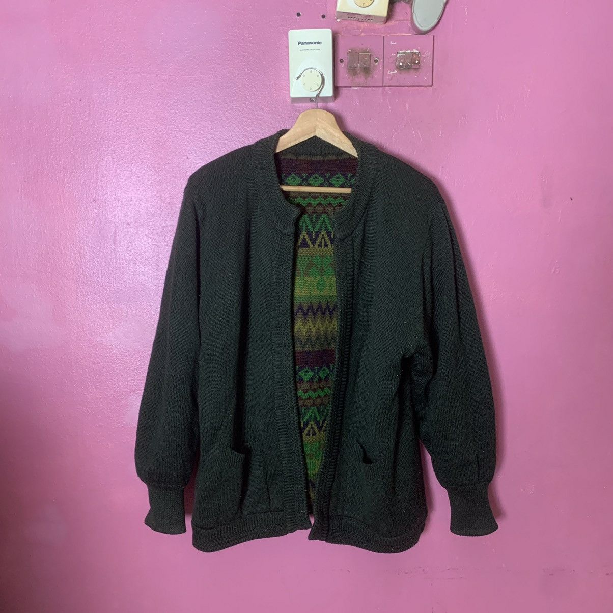 Aran Isles Knitwear × Japanese Brand Japanese Vintage Knit Reversible Cardigan Tribal Sweater Size US L / EU 52-54 / 3 - 2 Thumbnail