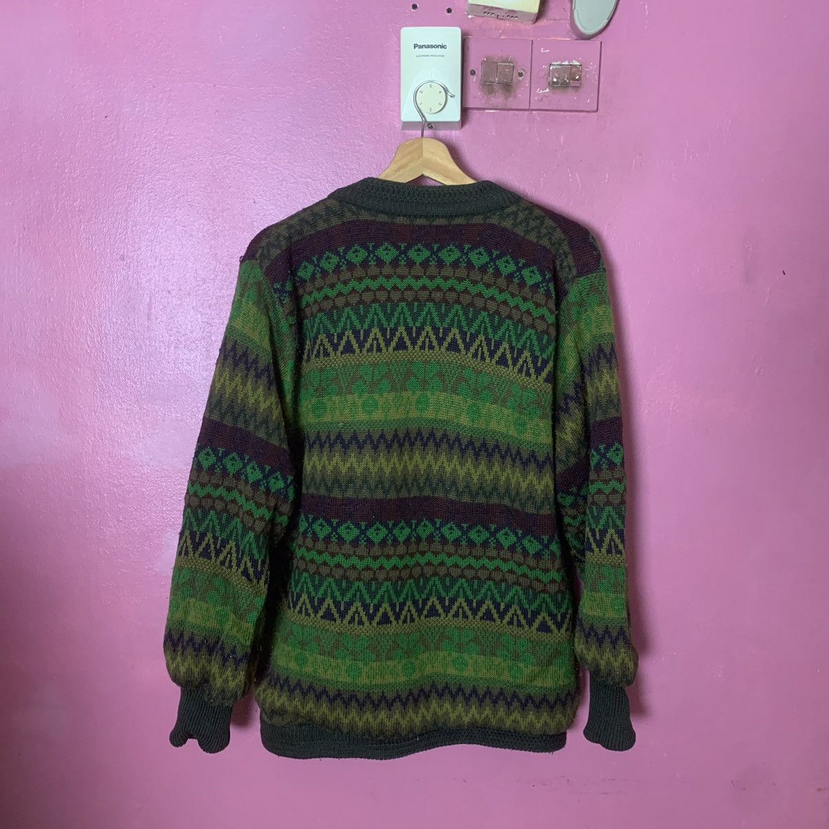 Aran Isles Knitwear × Japanese Brand Japanese Vintage Knit Reversible Cardigan Tribal Sweater Size US L / EU 52-54 / 3 - 8 Thumbnail